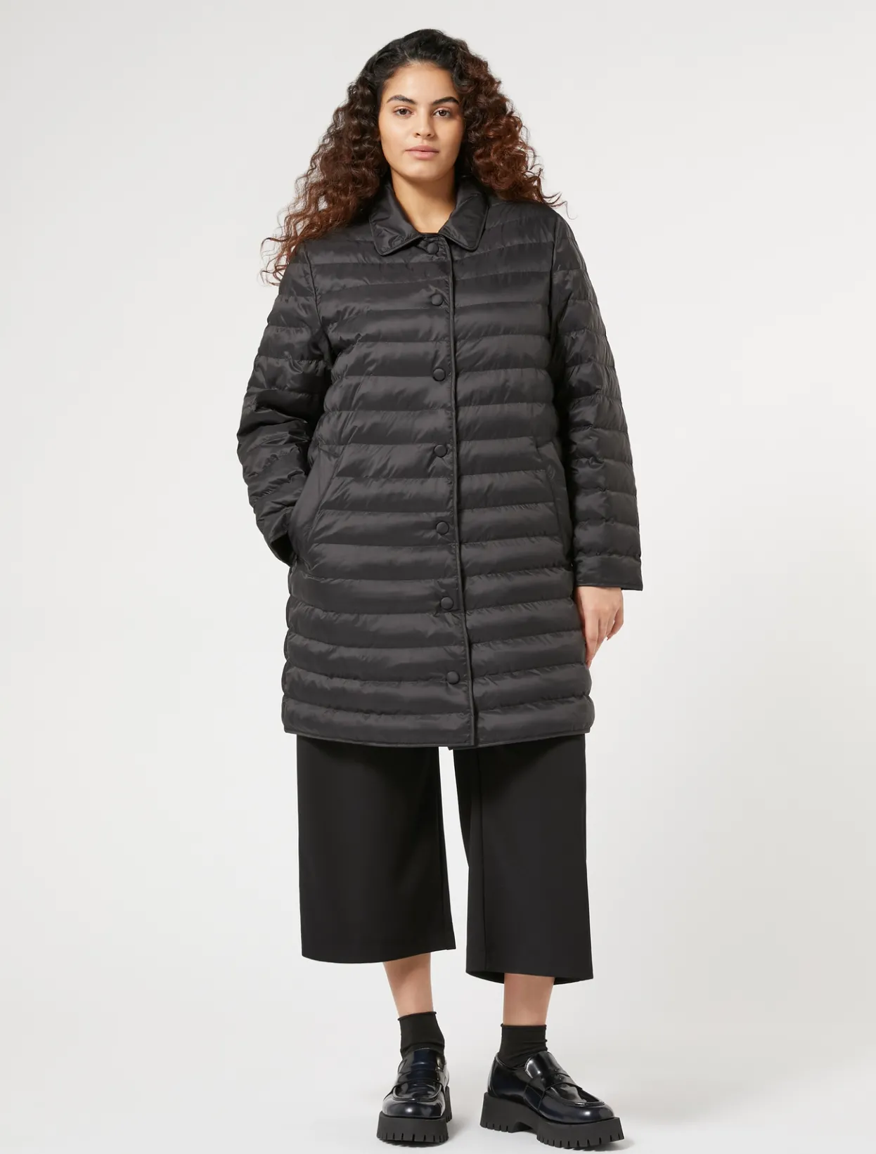 Down Jackets | Down Jackets | Marina Rinaldi Padded jacket in water-repellent nylon canvas BLACK