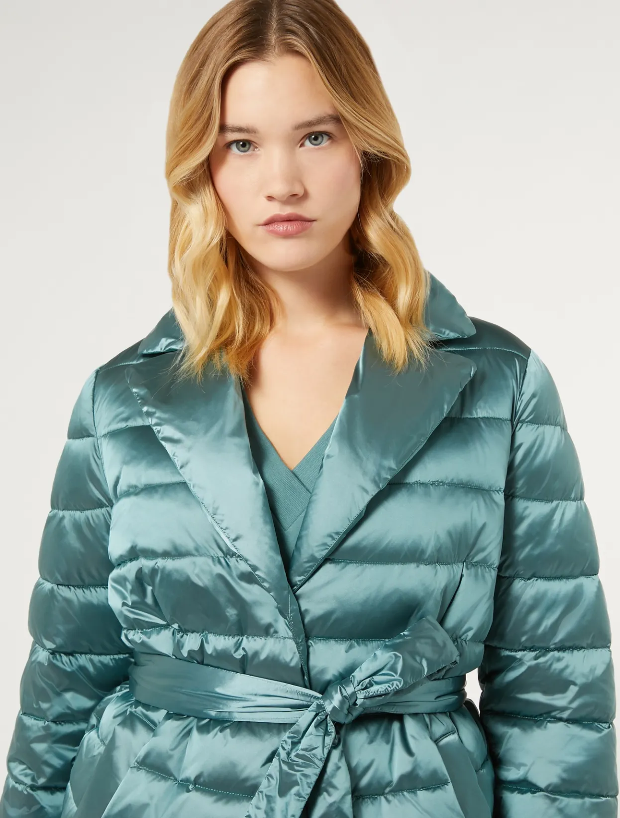 Down Jackets | Down Jackets | Marina Rinaldi Padded jacket in water-repellent nylon canvas SAGEGREEN