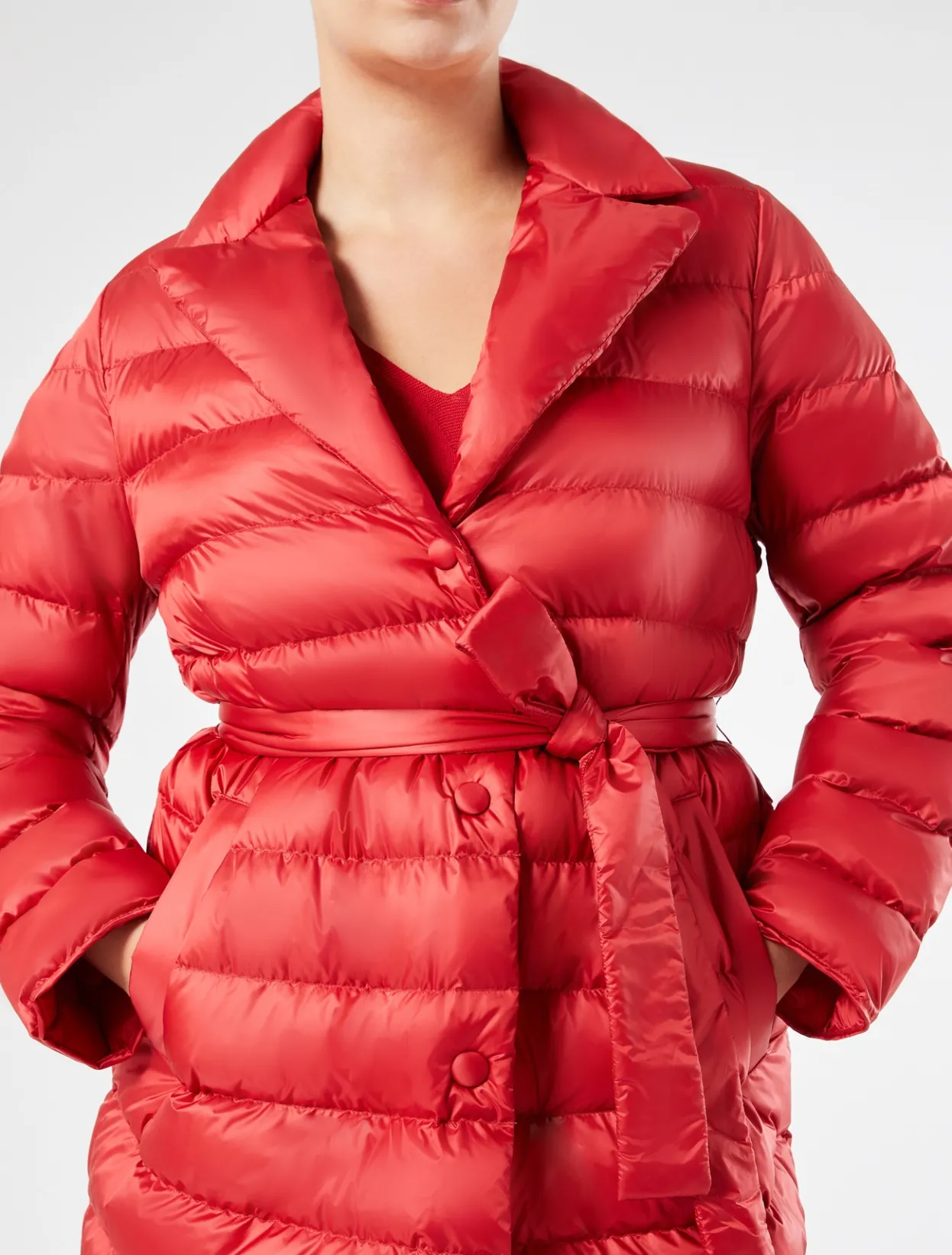 Down Jackets | Down Jackets | Marina Rinaldi Padded jacket in water-repellent nylon canvas RED