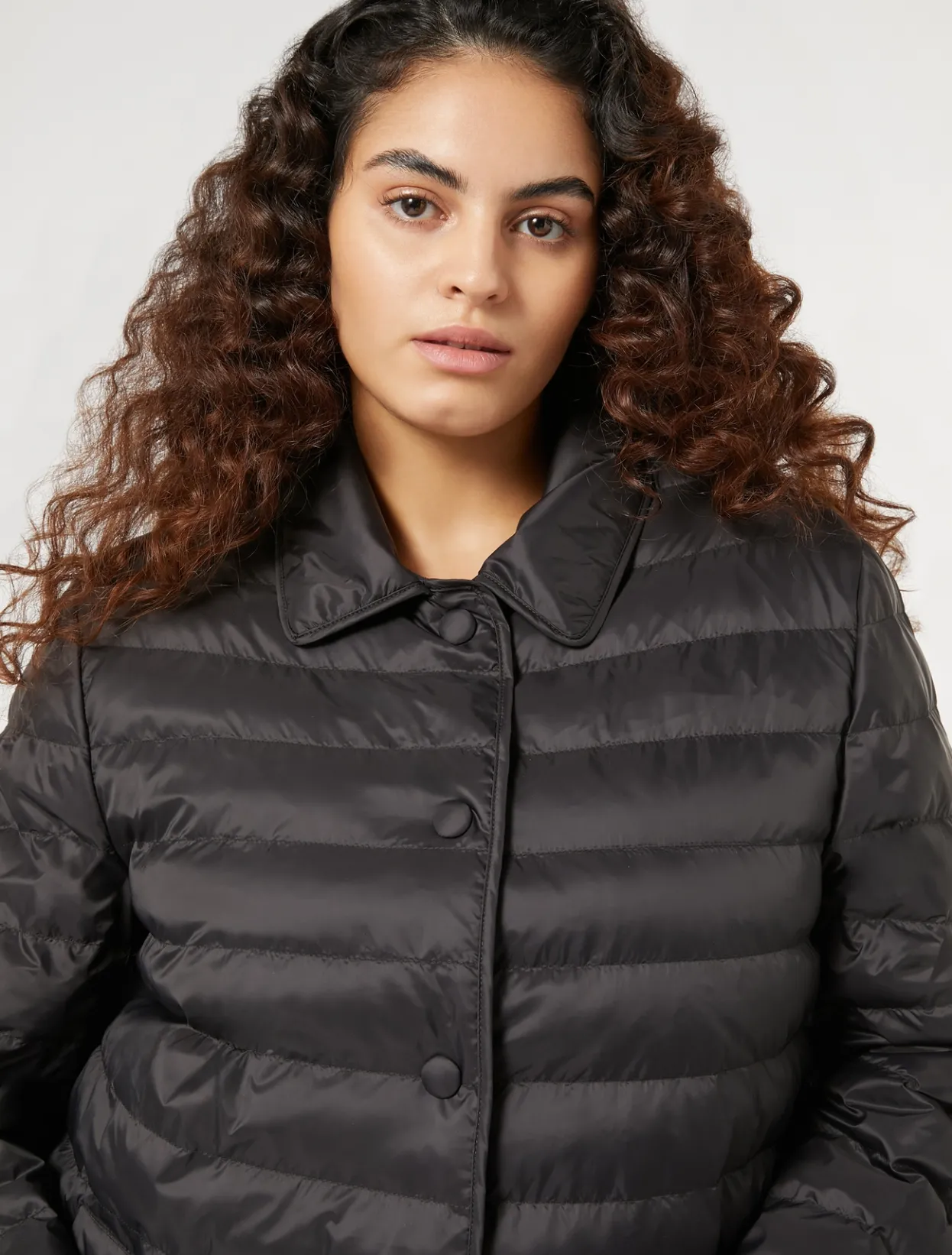 Down Jackets | Down Jackets | Marina Rinaldi Padded jacket in water-repellent nylon canvas BLACK