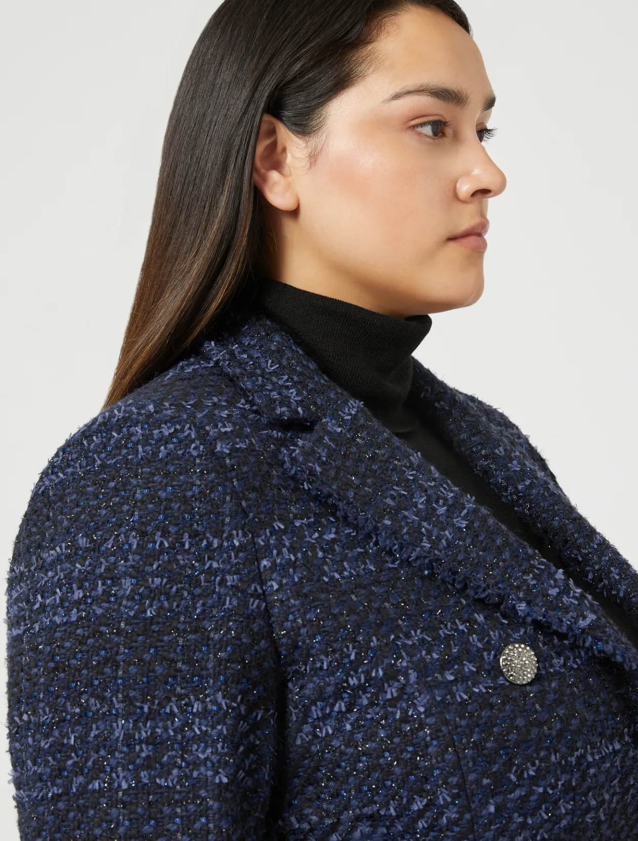 Jackets | Jacket & Blazers | Marina Rinaldi Patterned yarn-dyed blazer MIDNIGHTBLUE