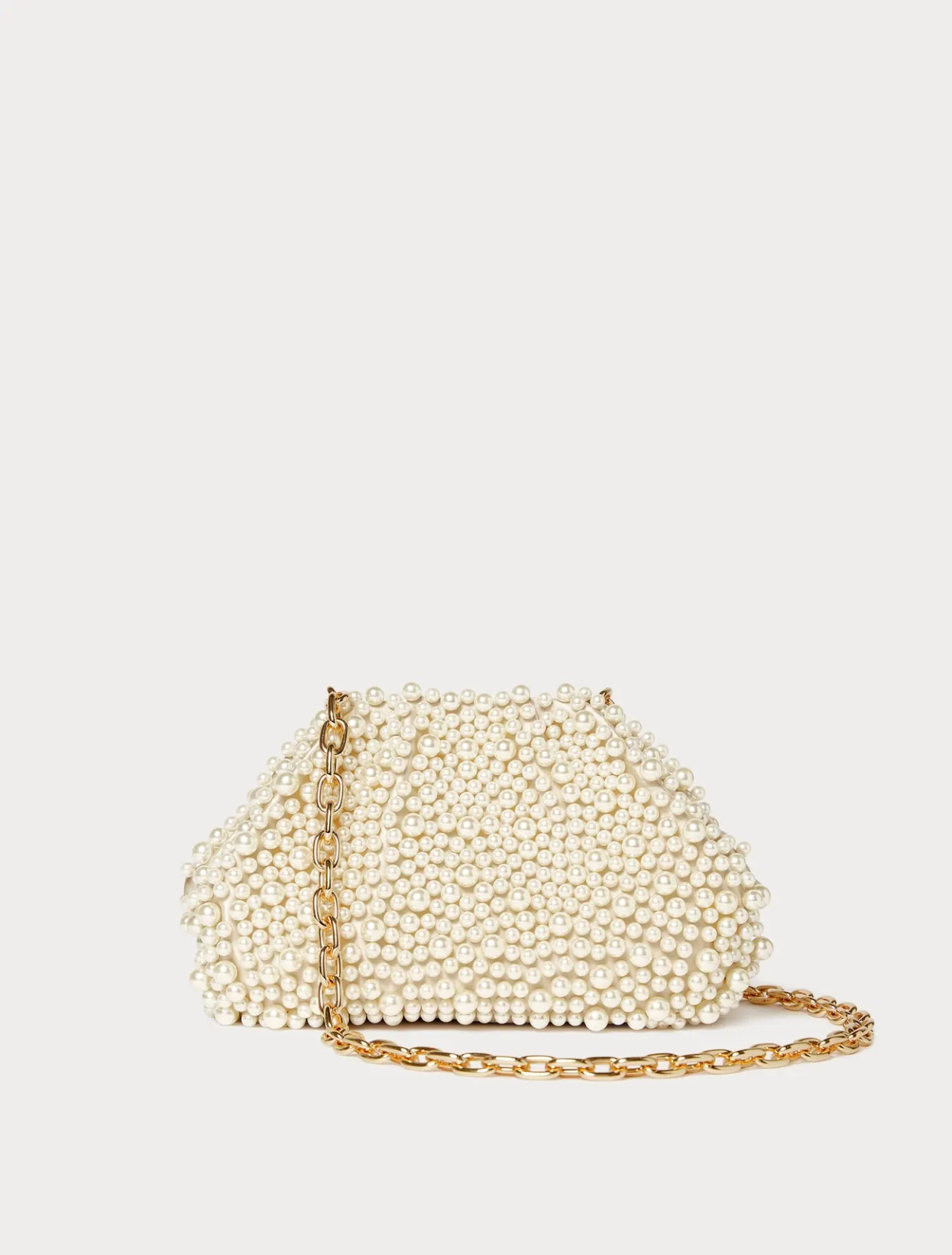 Accessories | Accessories | Marina Rinaldi Pearl-embellished satin clutch BEIGE