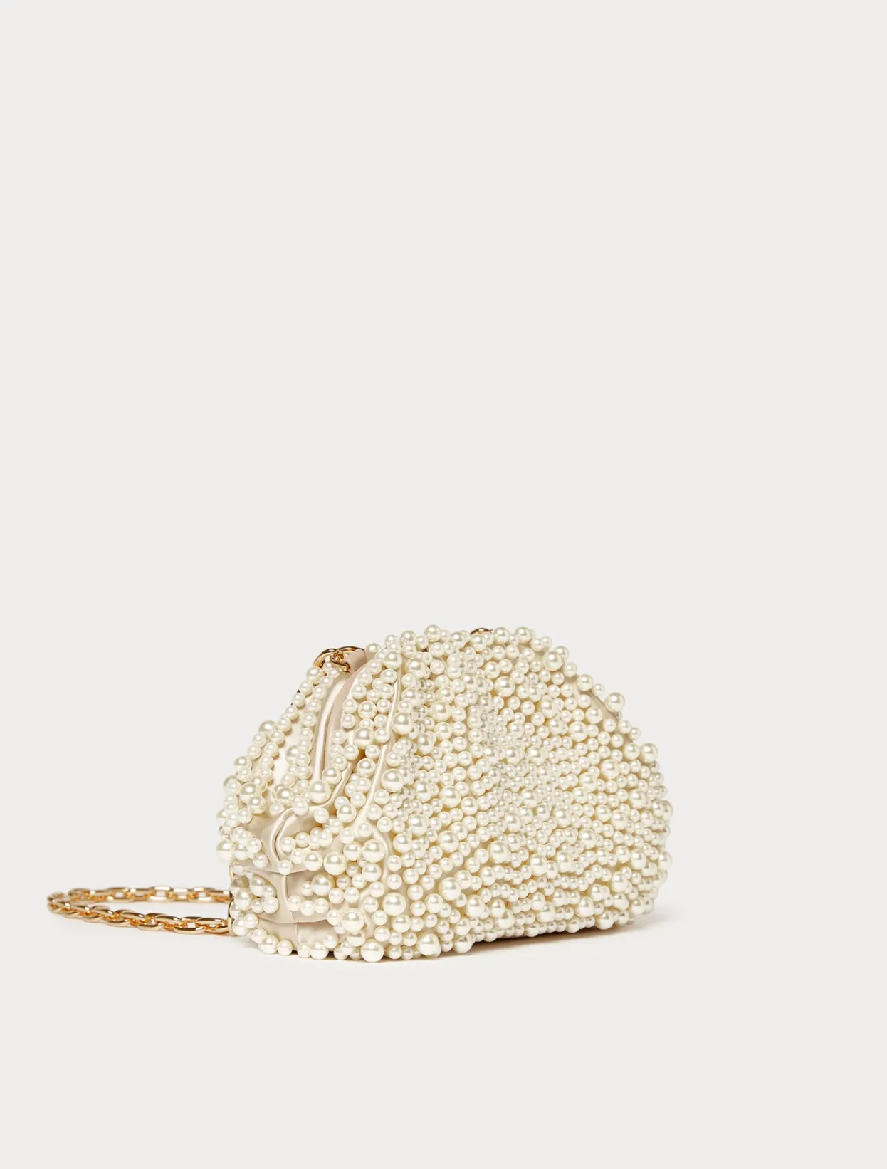 Accessories | Accessories | Marina Rinaldi Pearl-embellished satin clutch BEIGE