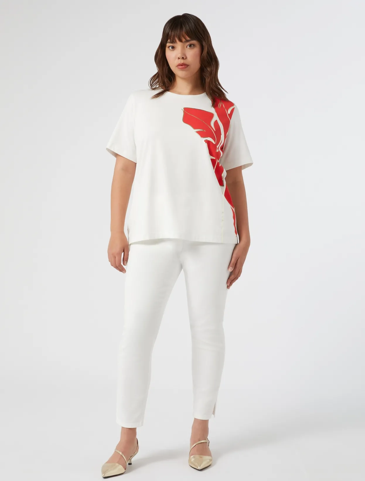 Trousers & Jeans | Trousers & Jeans | Marina Rinaldi Perfect-fit cotton bull denim jeans WHITE