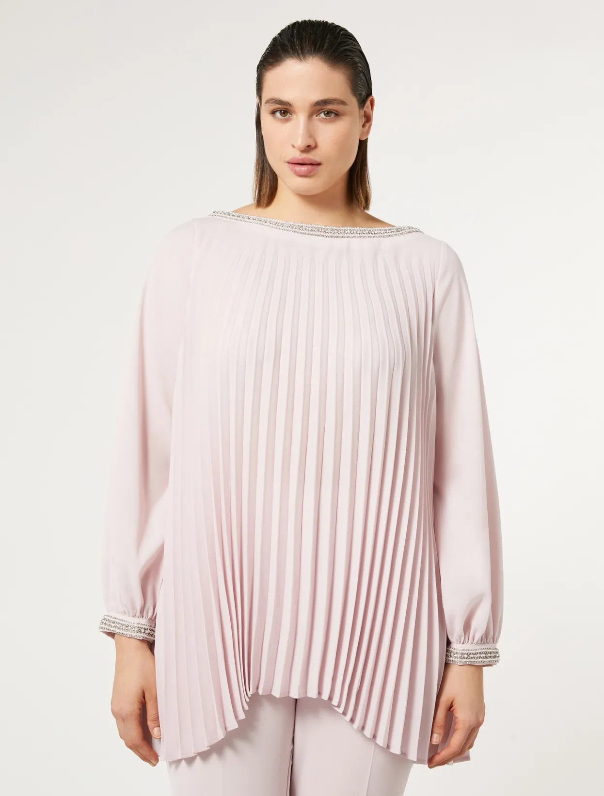 Blouses | Blouses & Shirts | Marina Rinaldi Pleated crepe tunic PINK