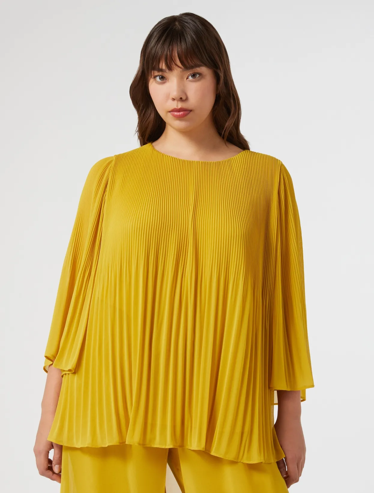 Blouses | Blouses & Shirts | Marina Rinaldi Pleated georgette blouse GOLD