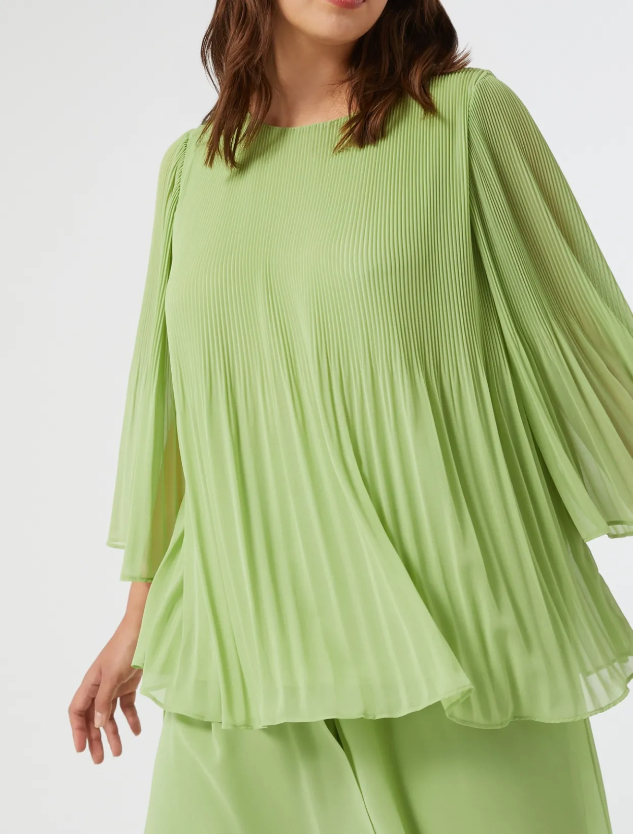 Blouses | Blouses & Shirts | Marina Rinaldi Pleated georgette blouse OLIVEGREEN