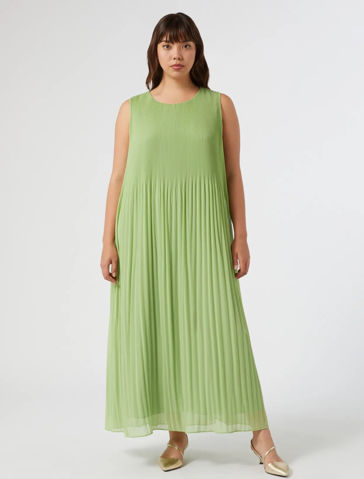 Dresses | Dresses | Marina Rinaldi Pleated georgette dress OLIVEGREEN