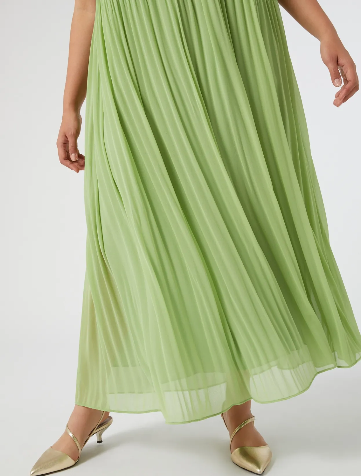 Dresses | Dresses | Marina Rinaldi Pleated georgette dress OLIVEGREEN