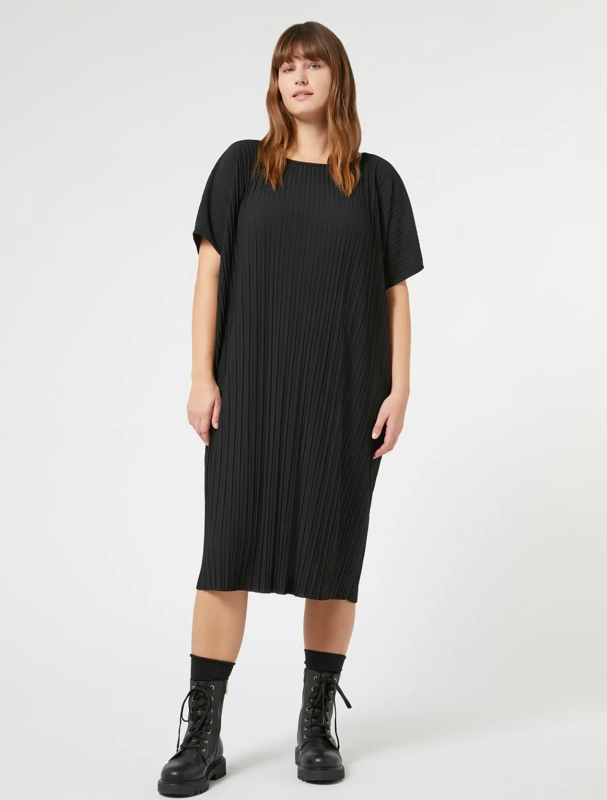 Dresses | Dresses | Marina Rinaldi Pleated jersey dress BLACK