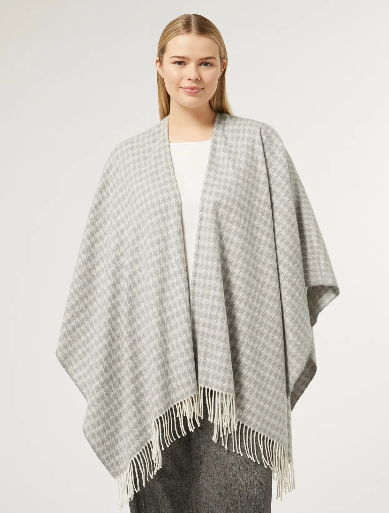 Accessories | Accessories | Marina Rinaldi Poncho in yarn-dyed fabric MEDIUMGREY