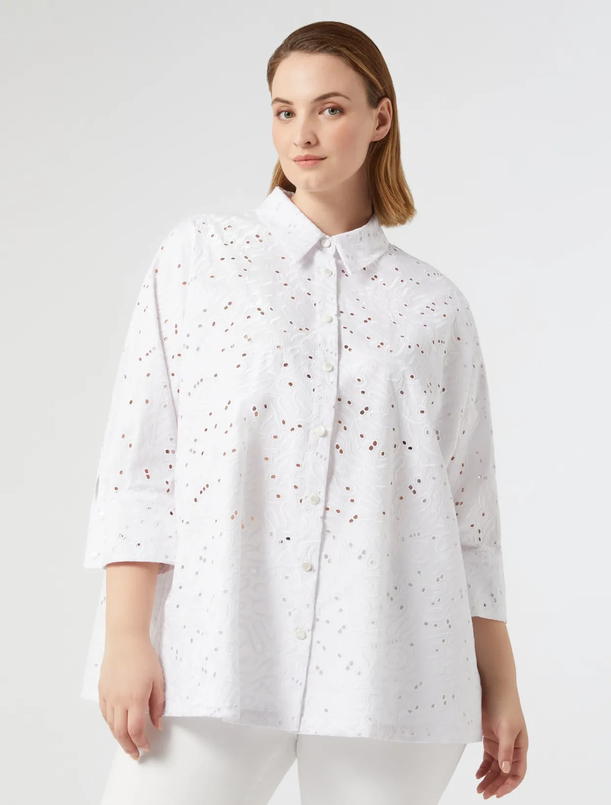 Blouses & Shirts | Blouses & Shirts | Marina Rinaldi Poplin broderie anglaise shirt WHITE