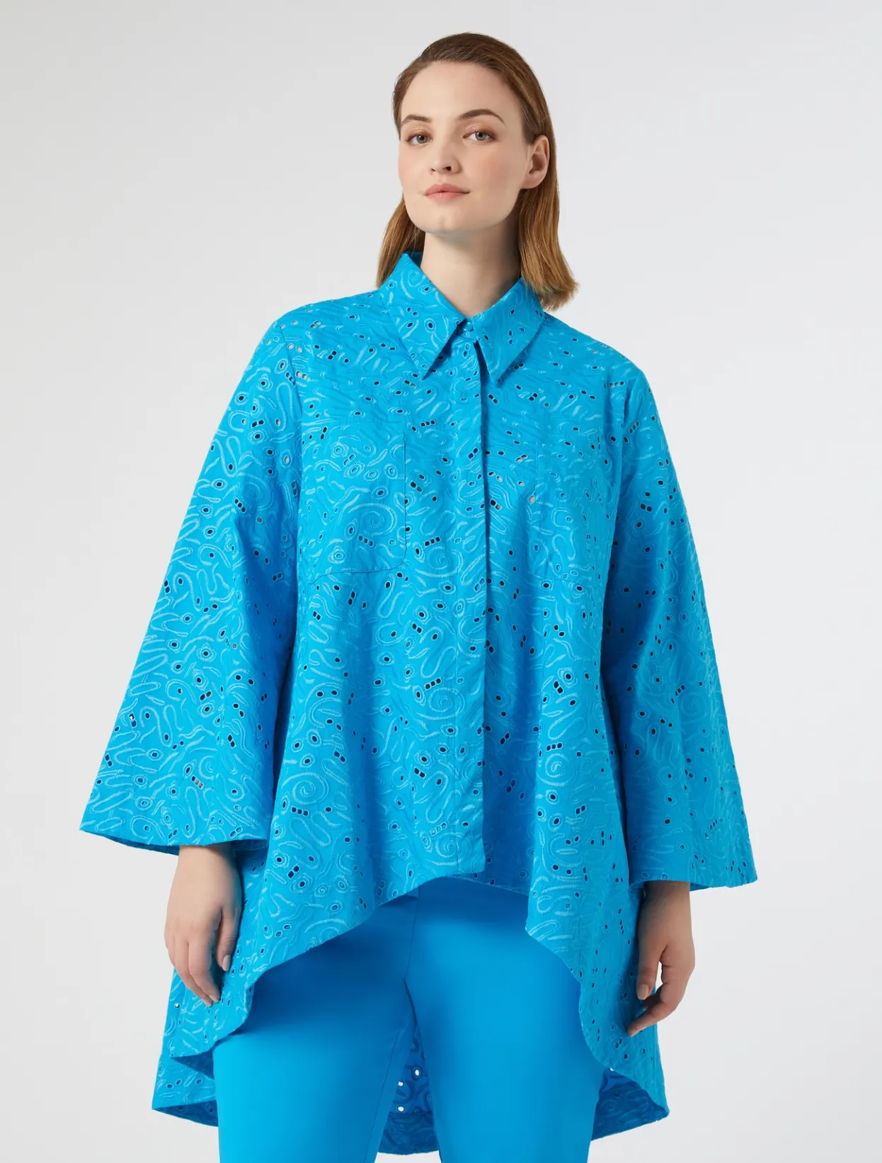 Blouses & Shirts | Blouses & Shirts | Marina Rinaldi Poplin broderie anglaise shirt TURQUOISE