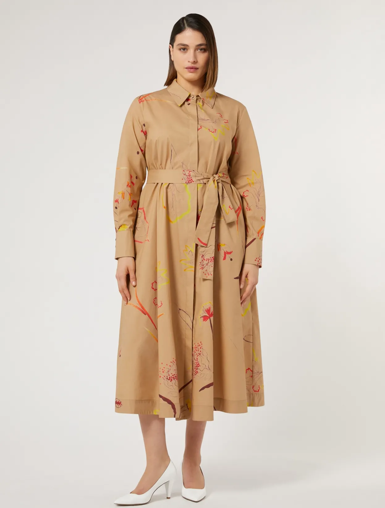 Dresses | Dresses | Marina Rinaldi Poplin shirt dress CAMEL