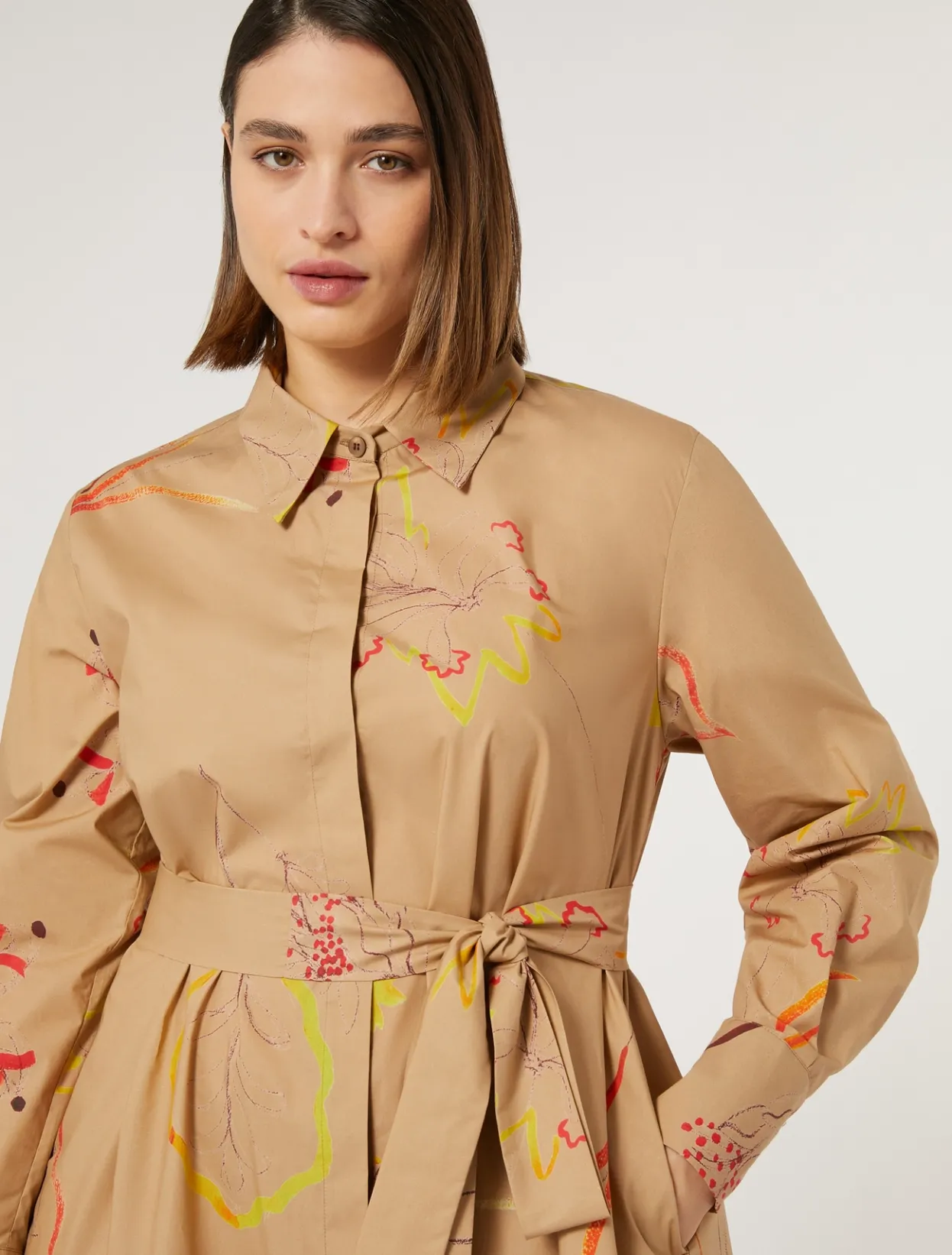 Dresses | Dresses | Marina Rinaldi Poplin shirt dress CAMEL