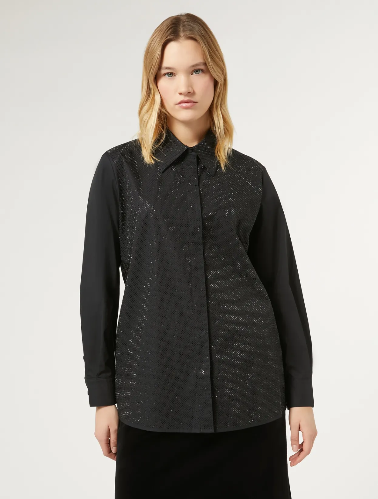 Blouses & Shirts | Blouses & Shirts | Marina Rinaldi Poplin shirt with rhinestones BLACK