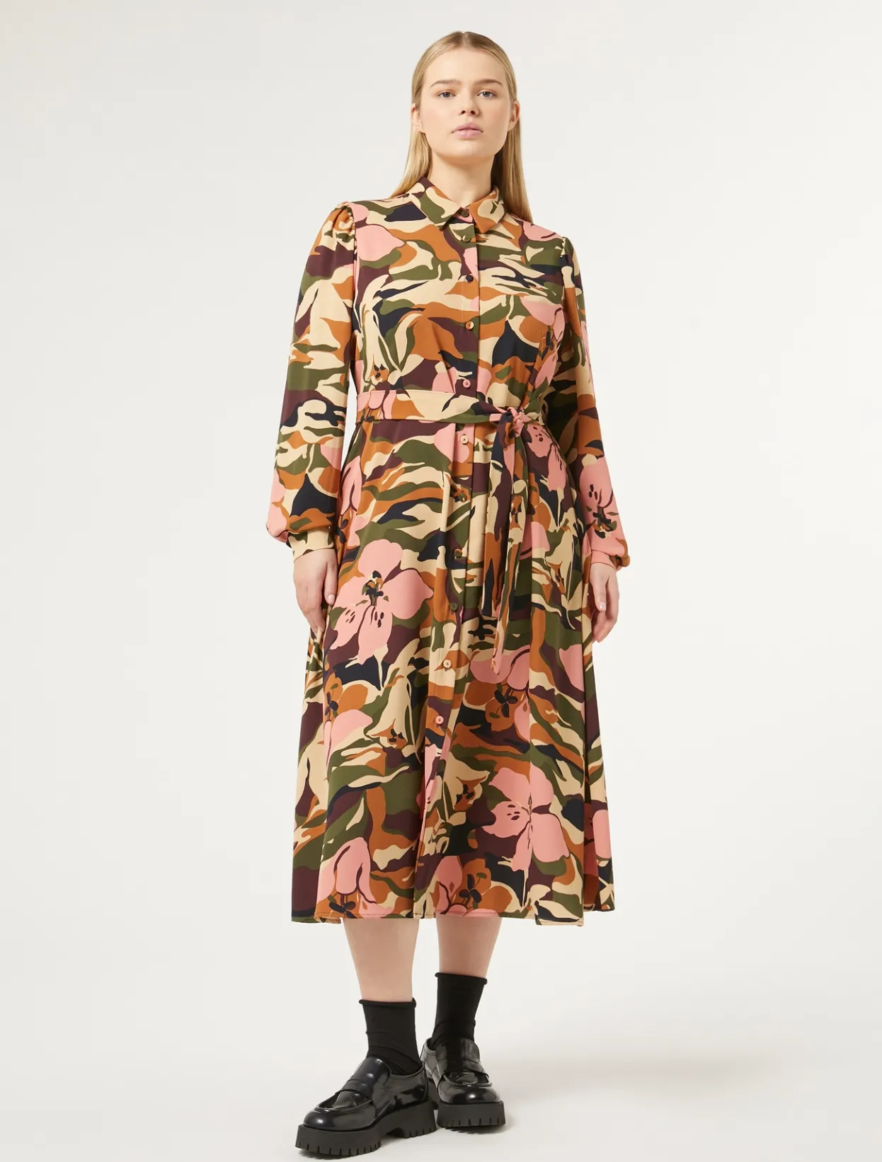 Dresses | Dresses | Marina Rinaldi Printed cady shirt dress MIDNIGHTBLUE