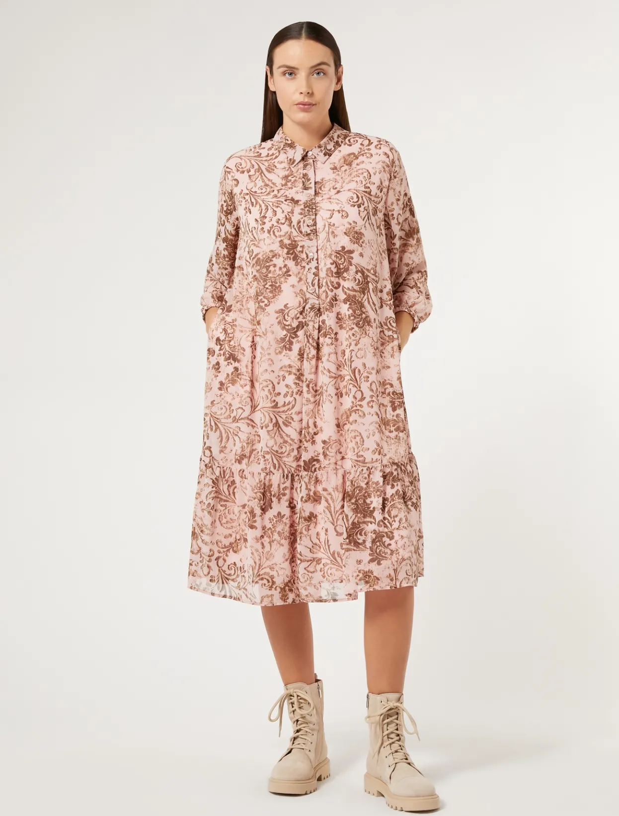 Dresses | Dresses | Marina Rinaldi Printed georgette dress ANTIQUEROSE