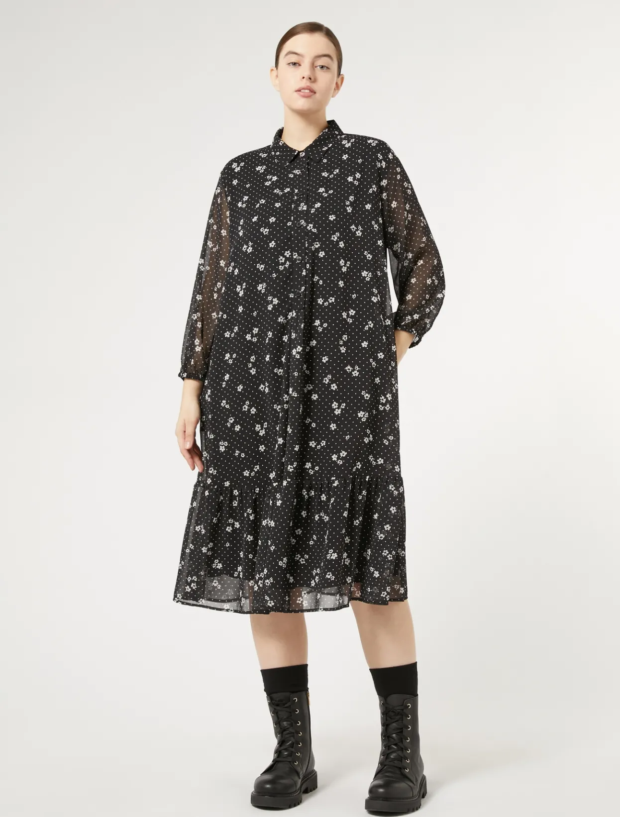 Dresses | Dresses | Marina Rinaldi Printed georgette dress BLACK