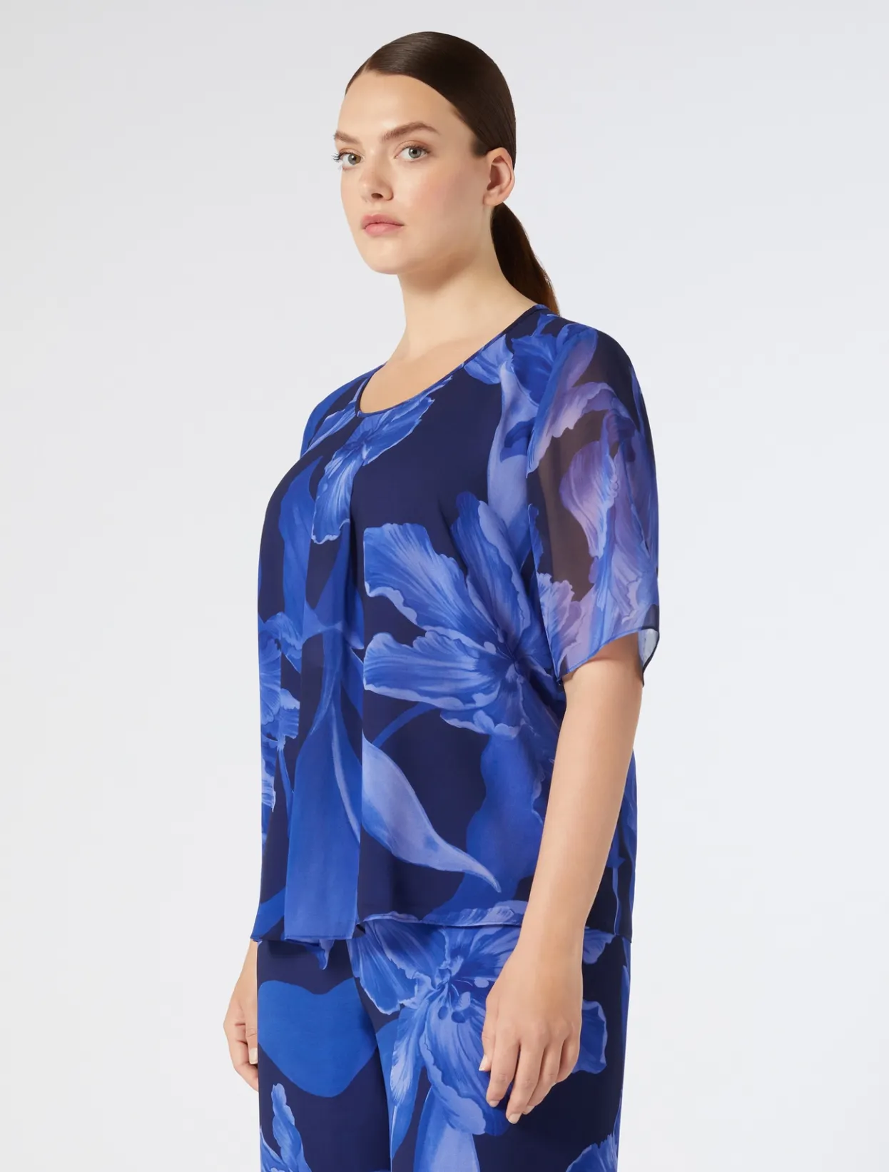 Blouses | Blouses & Shirts | Marina Rinaldi Printed georgette top MIDNIGHTBLUE