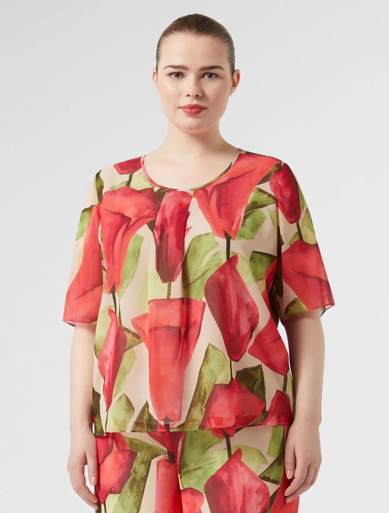 Blouses | Blouses & Shirts | Marina Rinaldi Printed georgette top PINK