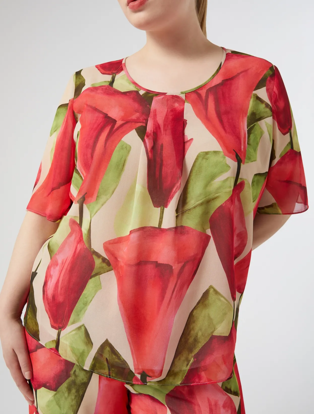 Blouses | Blouses & Shirts | Marina Rinaldi Printed georgette top PINK