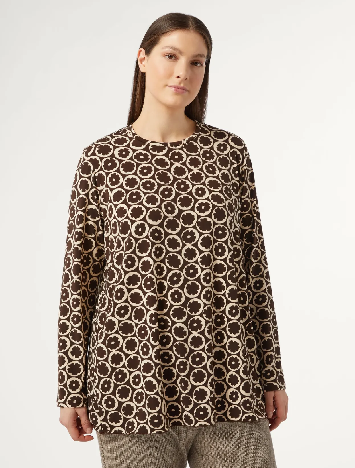 Tops & T-Shirts | Tops & T-Shirts | Marina Rinaldi Printed jersey T-shirt BROWN