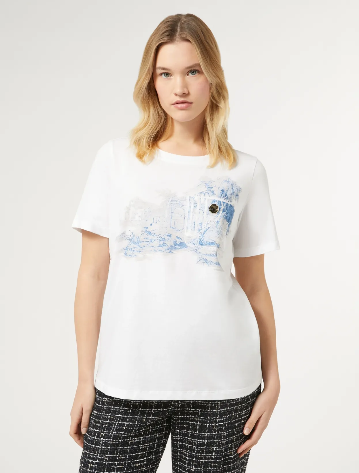 Tops & T-Shirts | Tops & T-Shirts | Marina Rinaldi Printed jersey T-shirt OPTICALWHITE