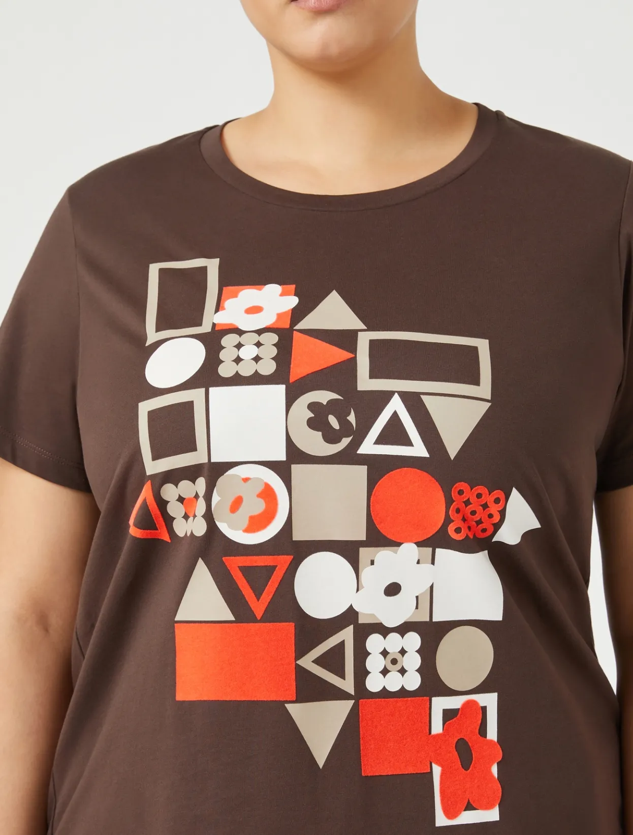 Tops & T-Shirts | Tops & T-Shirts | Marina Rinaldi Printed jersey T-shirt CHOCOLATE