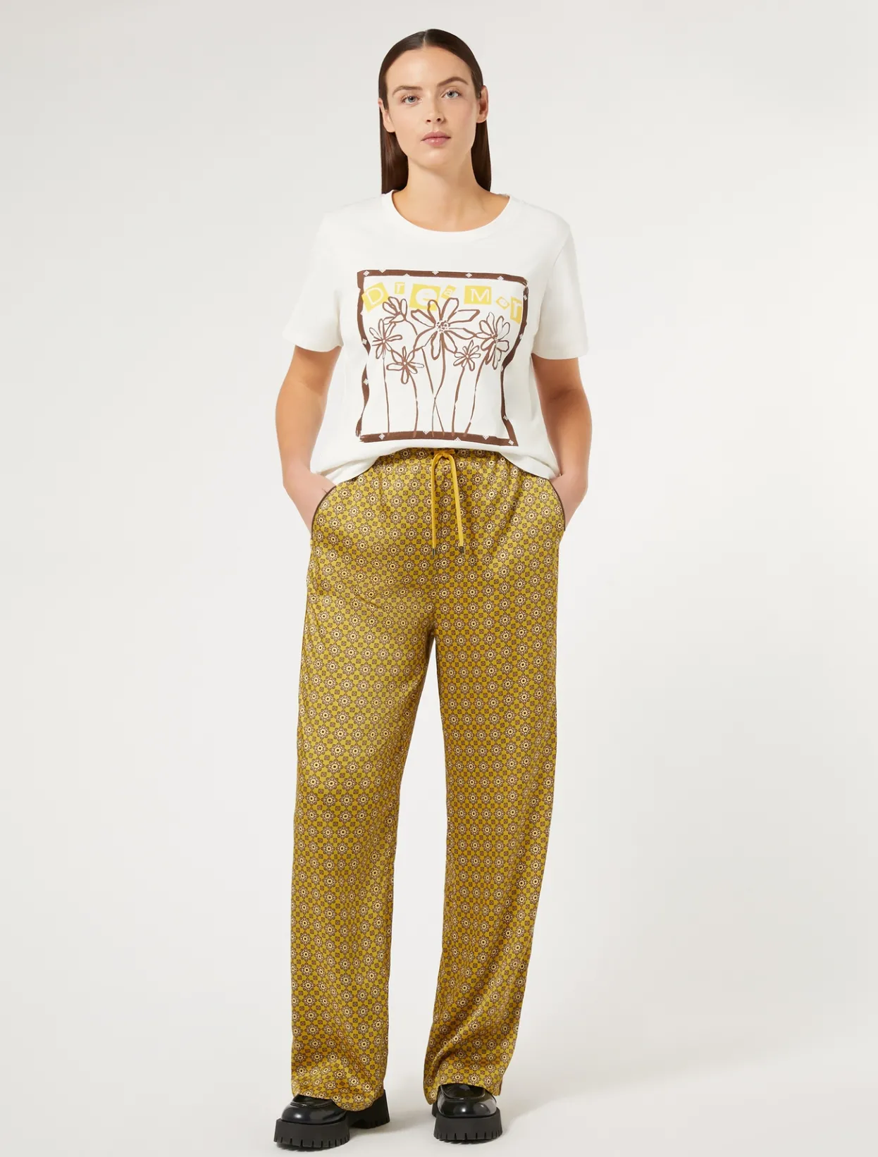 Trousers & Jeans | Trousers & Jeans | Marina Rinaldi Printed twill trousers OCHRE