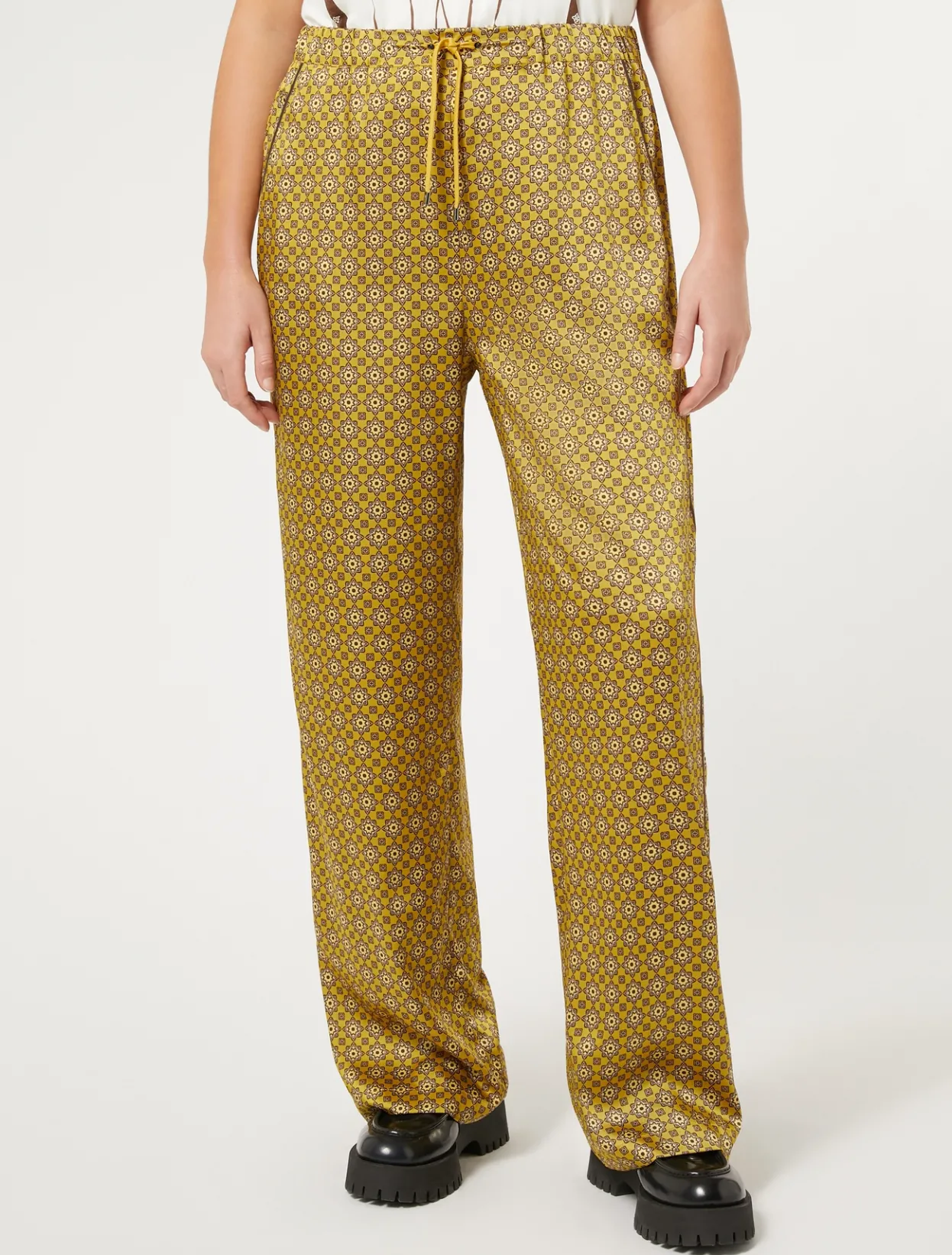 Trousers & Jeans | Trousers & Jeans | Marina Rinaldi Printed twill trousers OCHRE