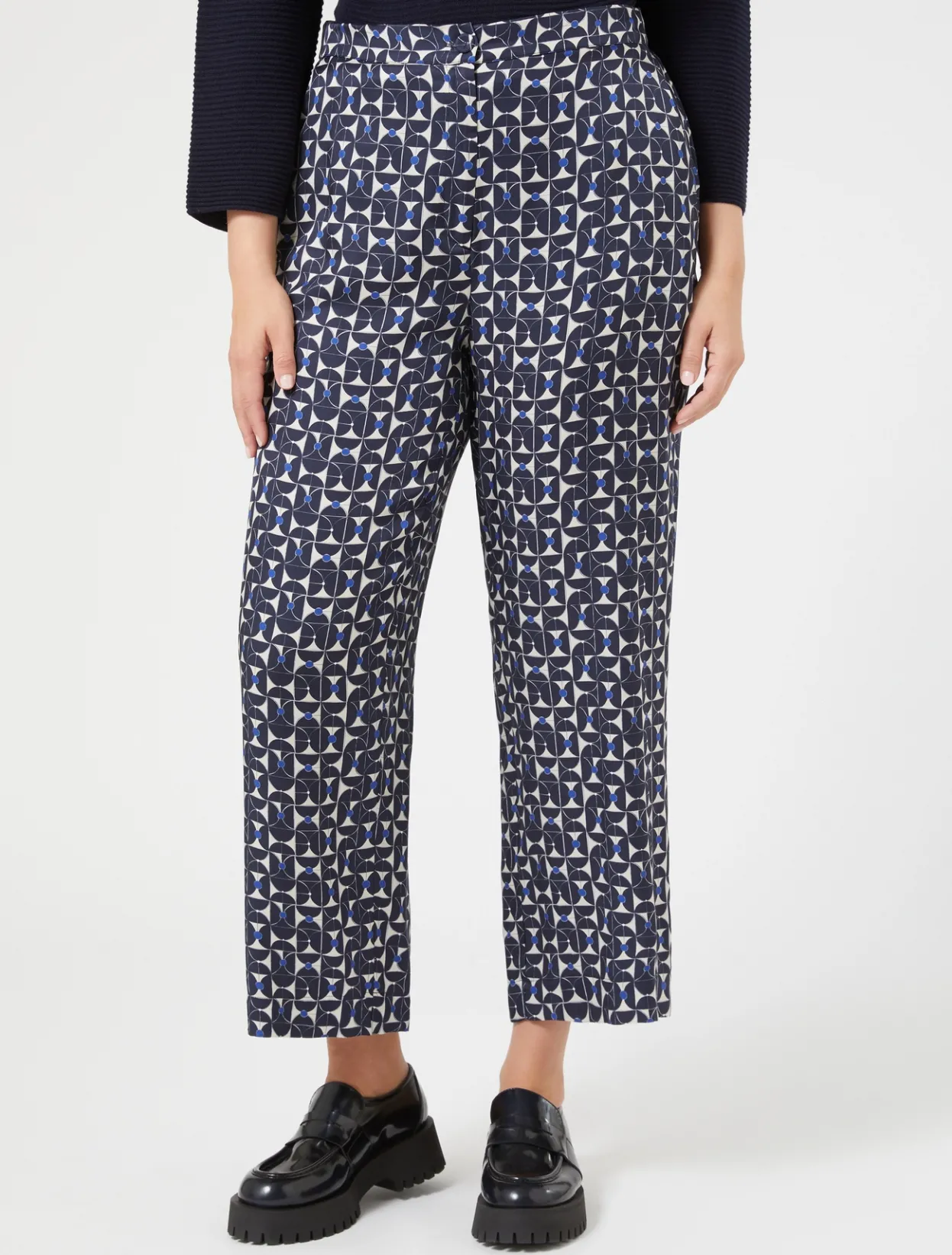 Trousers & Jeans | Trousers & Jeans | Marina Rinaldi Printed twill trousers ULTRAMARINE