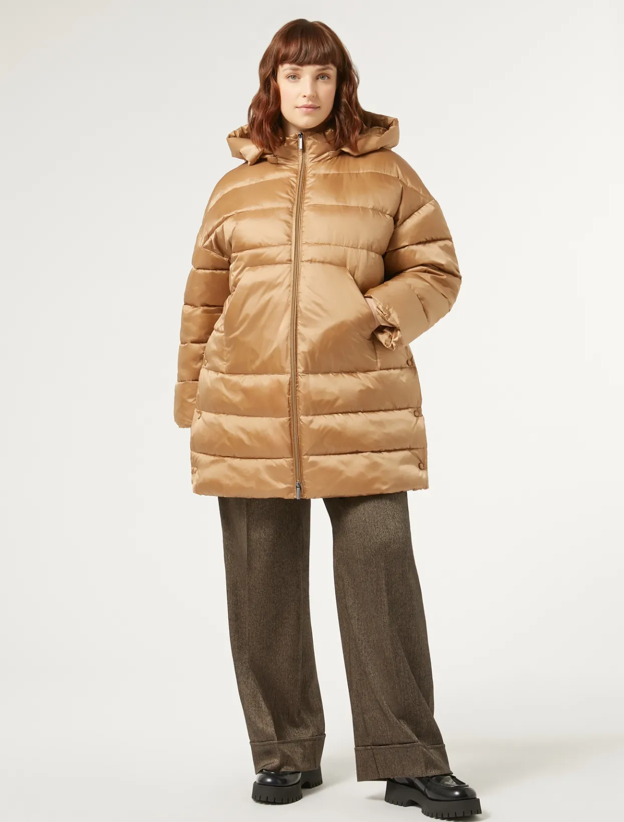 Down Jackets | Down Jackets | Marina Rinaldi Puffer in technical fabric CAMEL