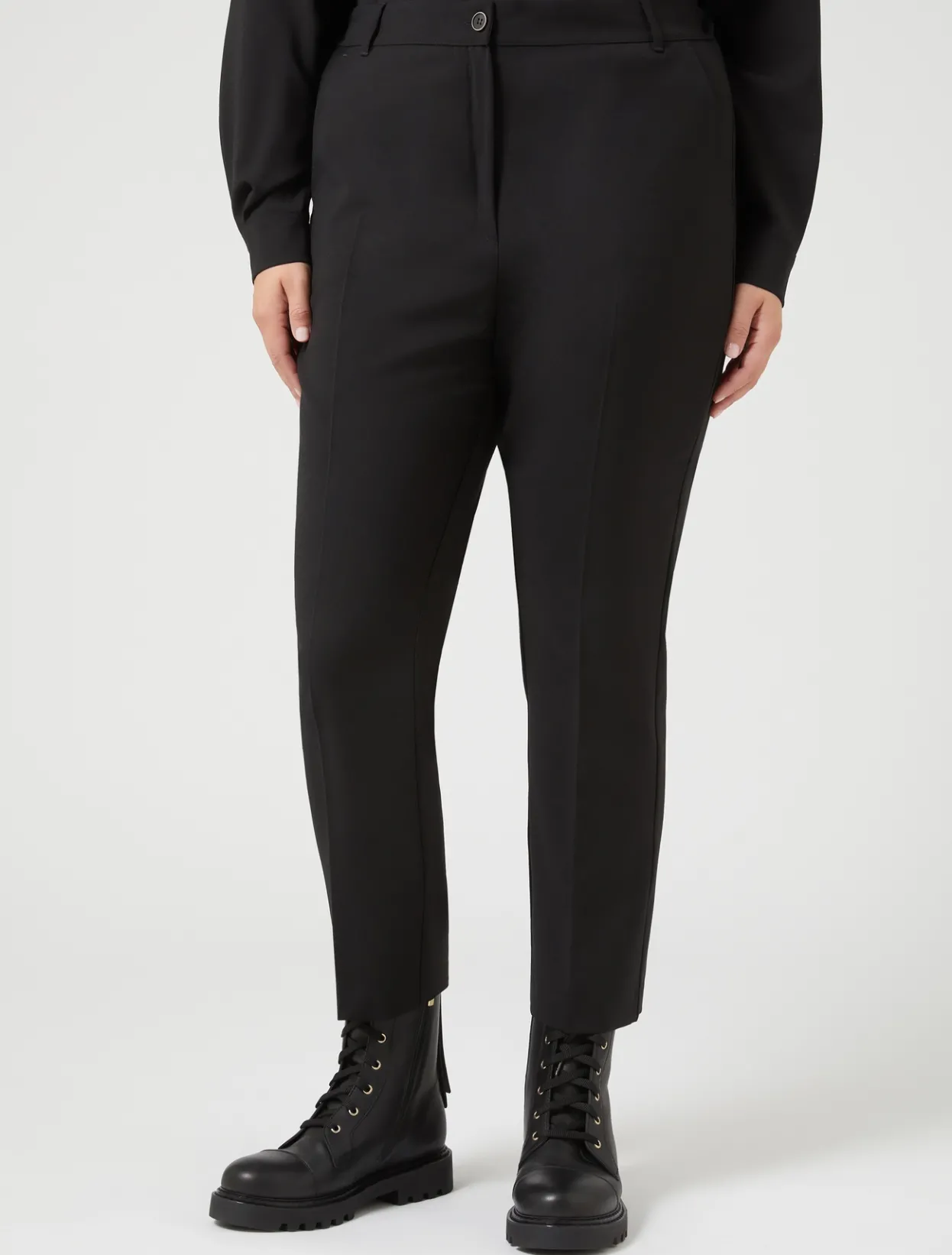 Trousers & Jeans | Trousers & Jeans | Marina Rinaldi Pure wool canvas trousers BLACK