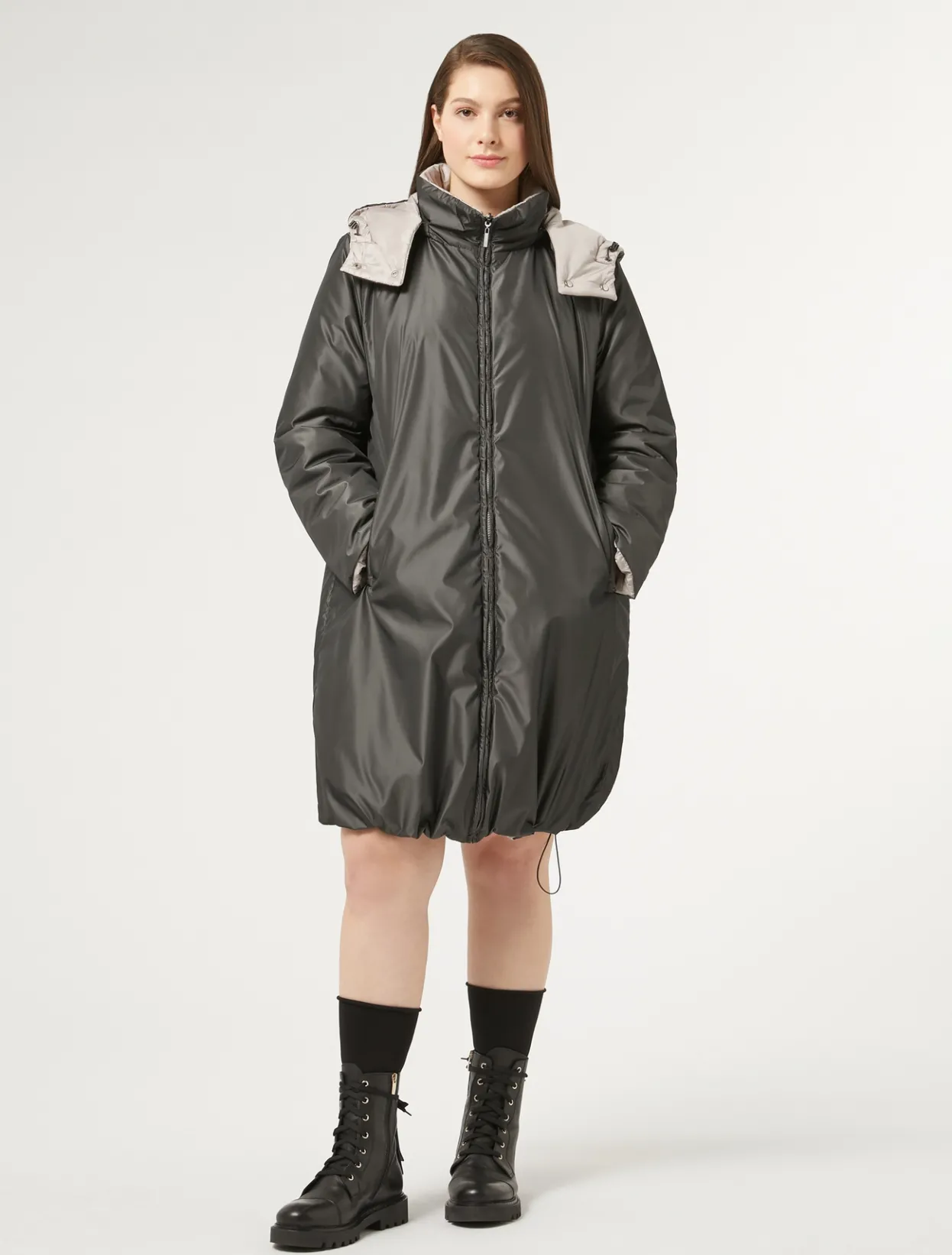 Down Jackets | Down Jackets | Marina Rinaldi Reversible taffeta padded coat DARKGREY