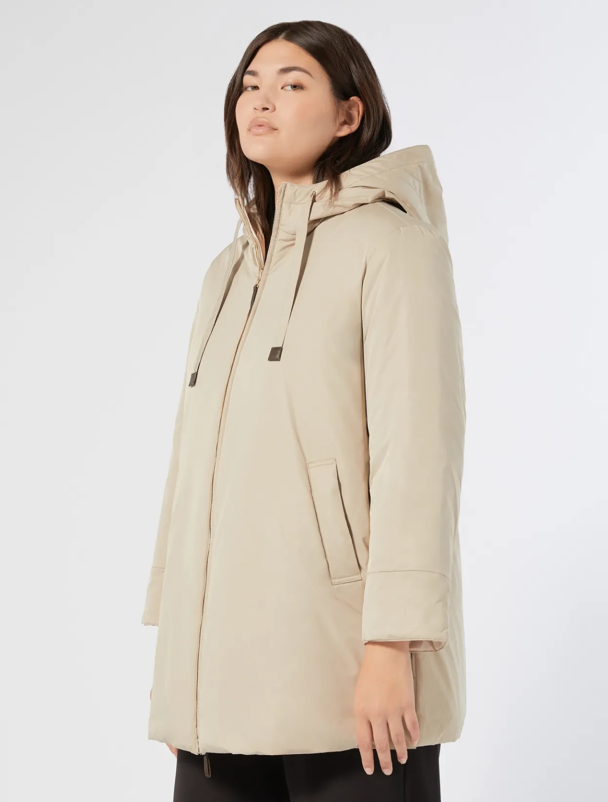 Down Jackets | Down Jackets | Marina Rinaldi Reversible water-repellent technical canvas parka BEIGE