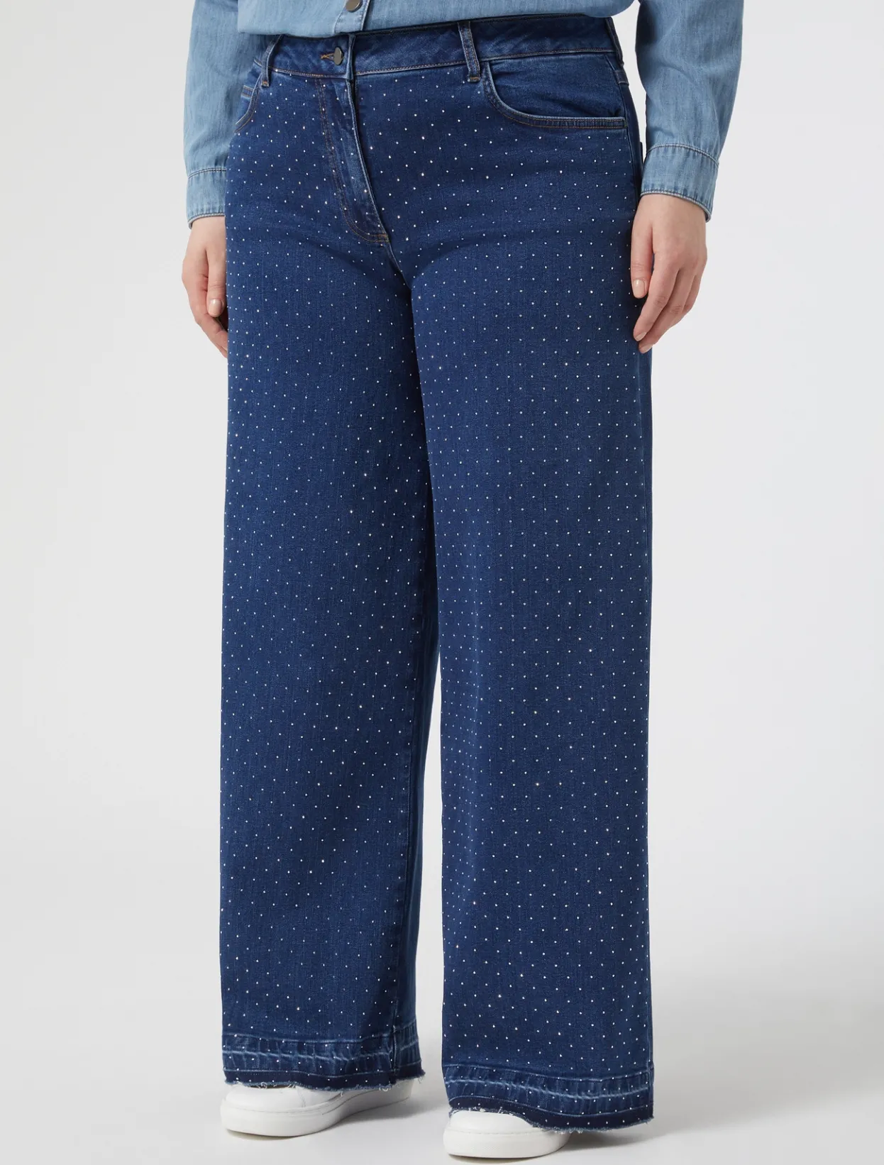 Trousers And Skirts | Trousers & Jeans | Marina Rinaldi Rhinestone denim jeans ULTRAMARINE