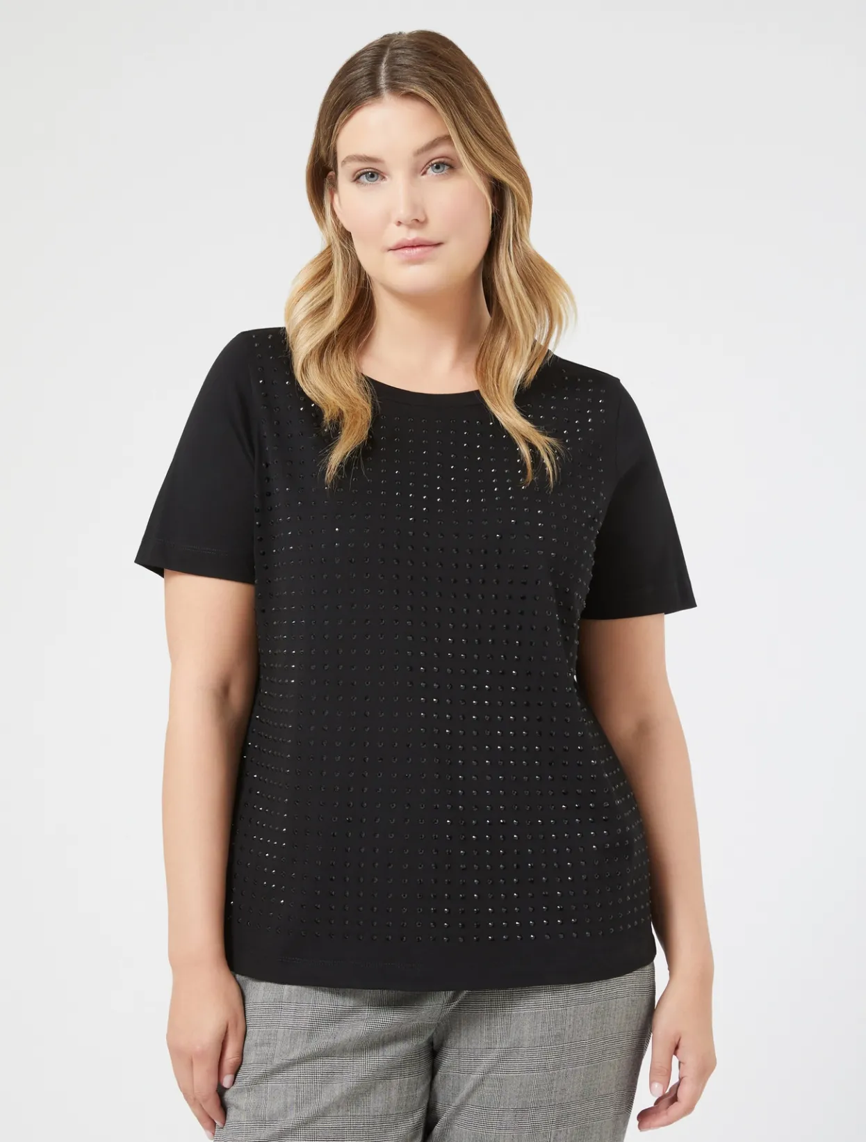 Tops & T-Shirts | Tops & T-Shirts | Marina Rinaldi Rhinestone-adorned jersey T-shirt BLACK