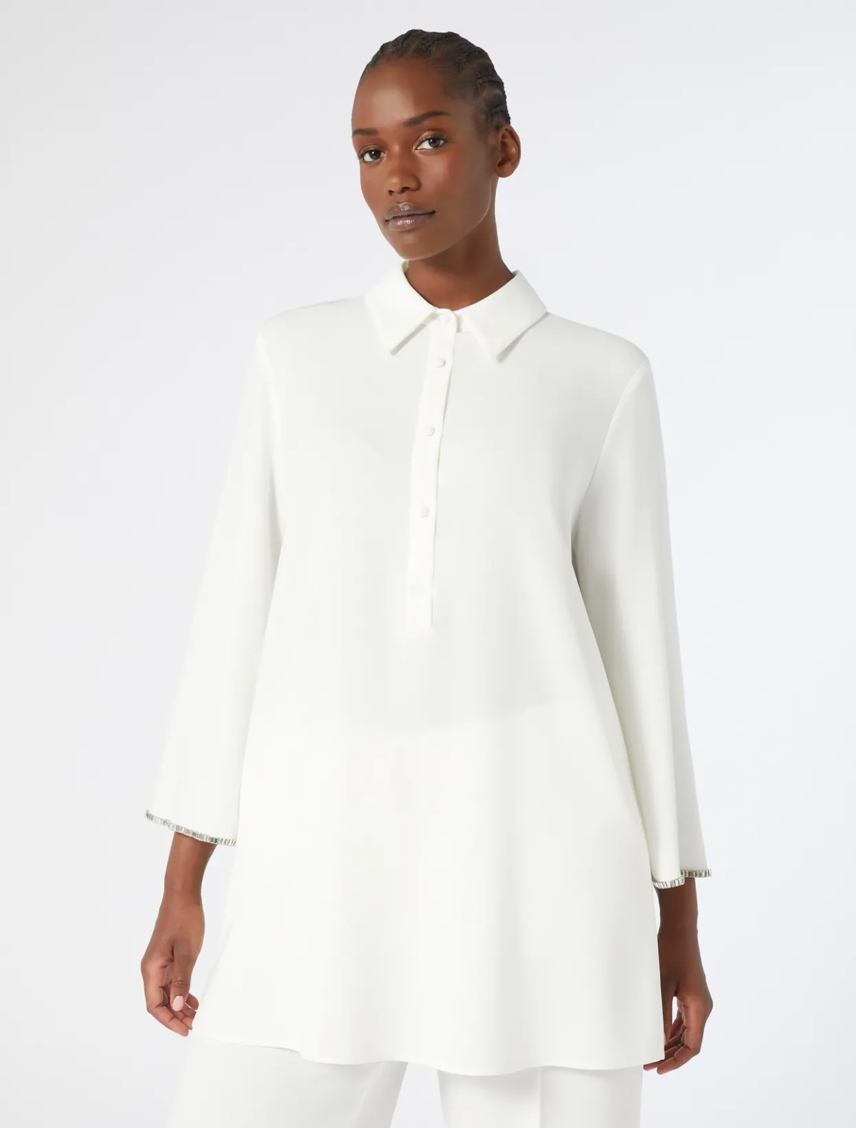 Blouses | Blouses & Shirts | Marina Rinaldi Rhinestoned cady tunic WHITE