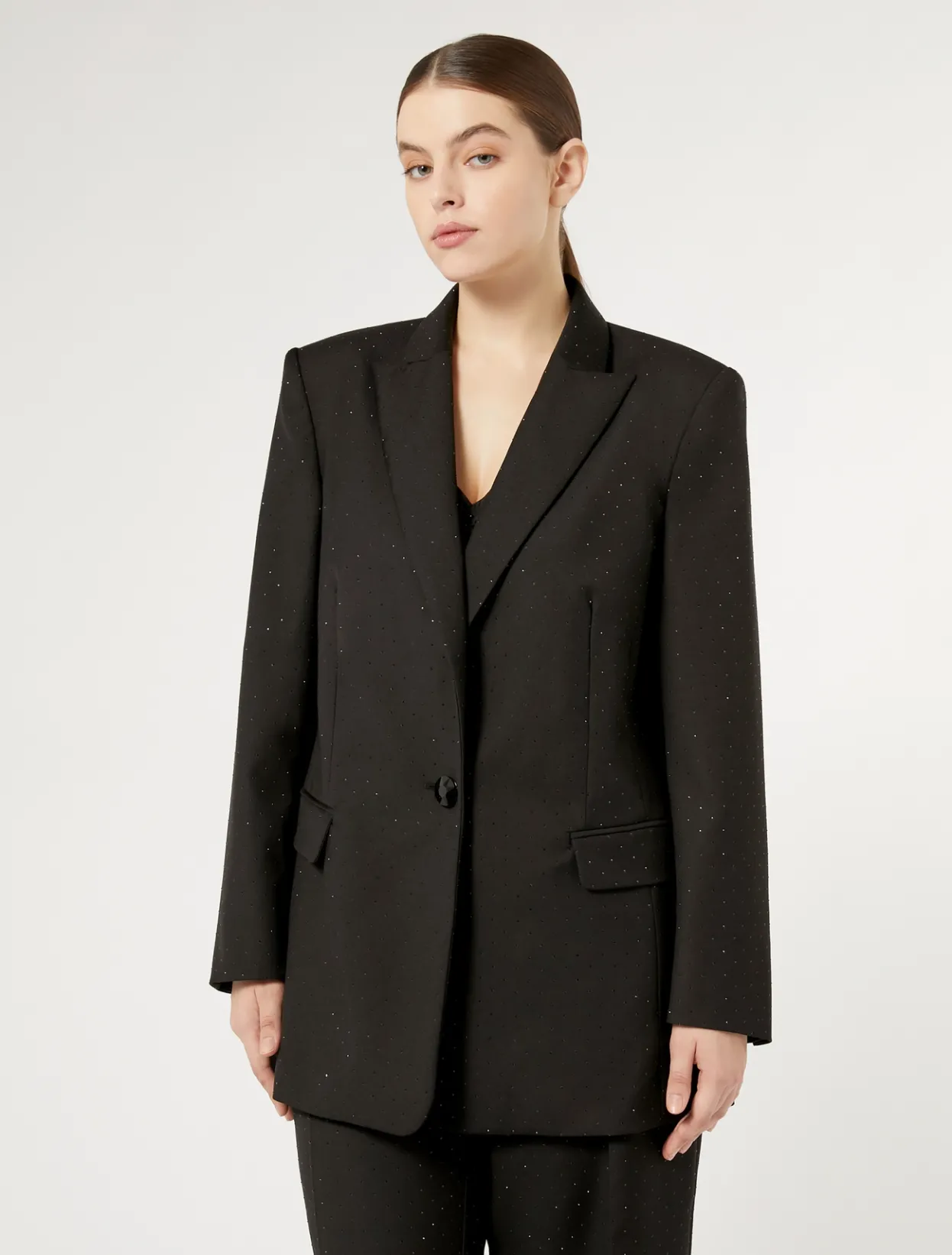 Jackets | Jacket & Blazers | Marina Rinaldi Rhinestoned twill blazer BLACK