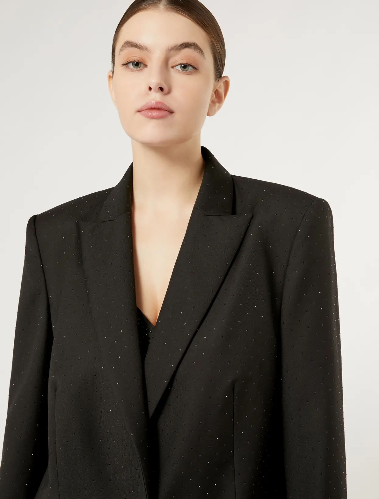 Jackets | Jacket & Blazers | Marina Rinaldi Rhinestoned twill blazer BLACK