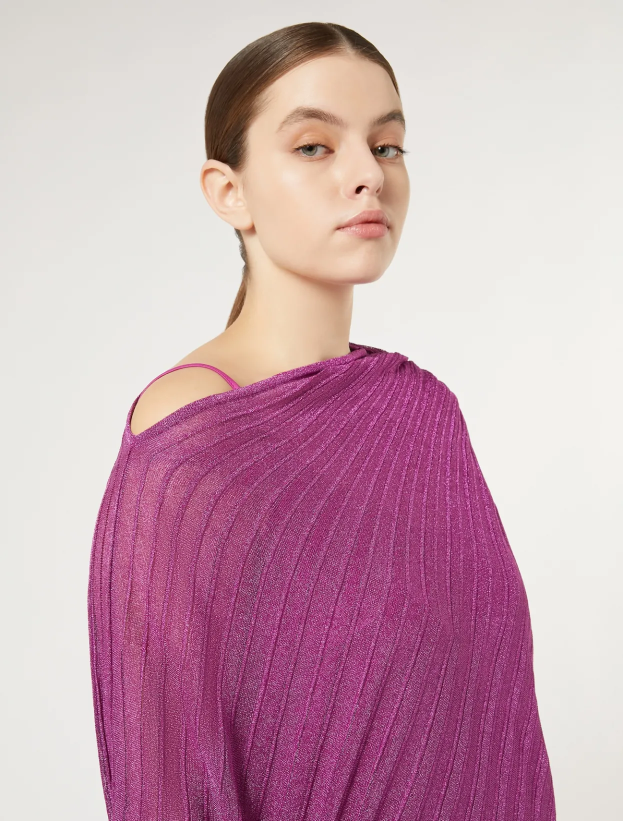 Knitwear | Knitwear | Marina Rinaldi Ribbed asymmetric sweater PINK