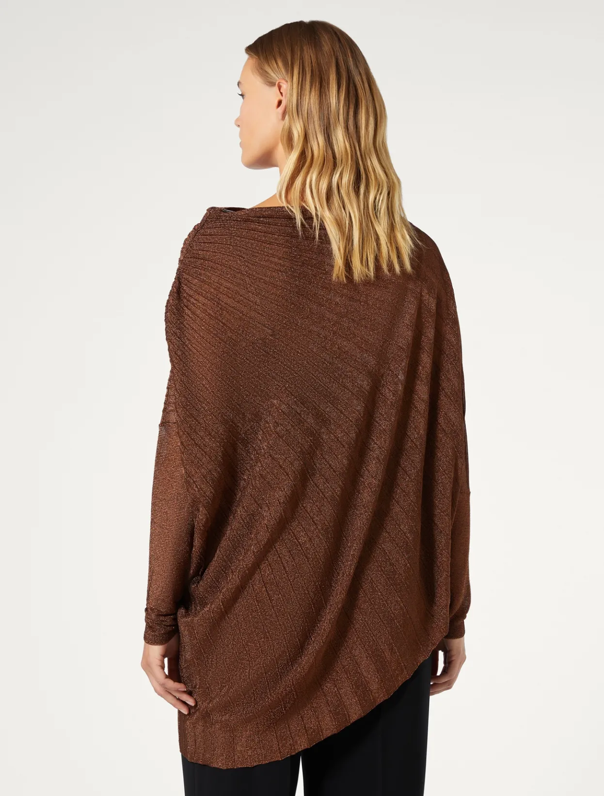 Knitwear | Knitwear | Marina Rinaldi Ribbed asymmetric sweater CARAMEL