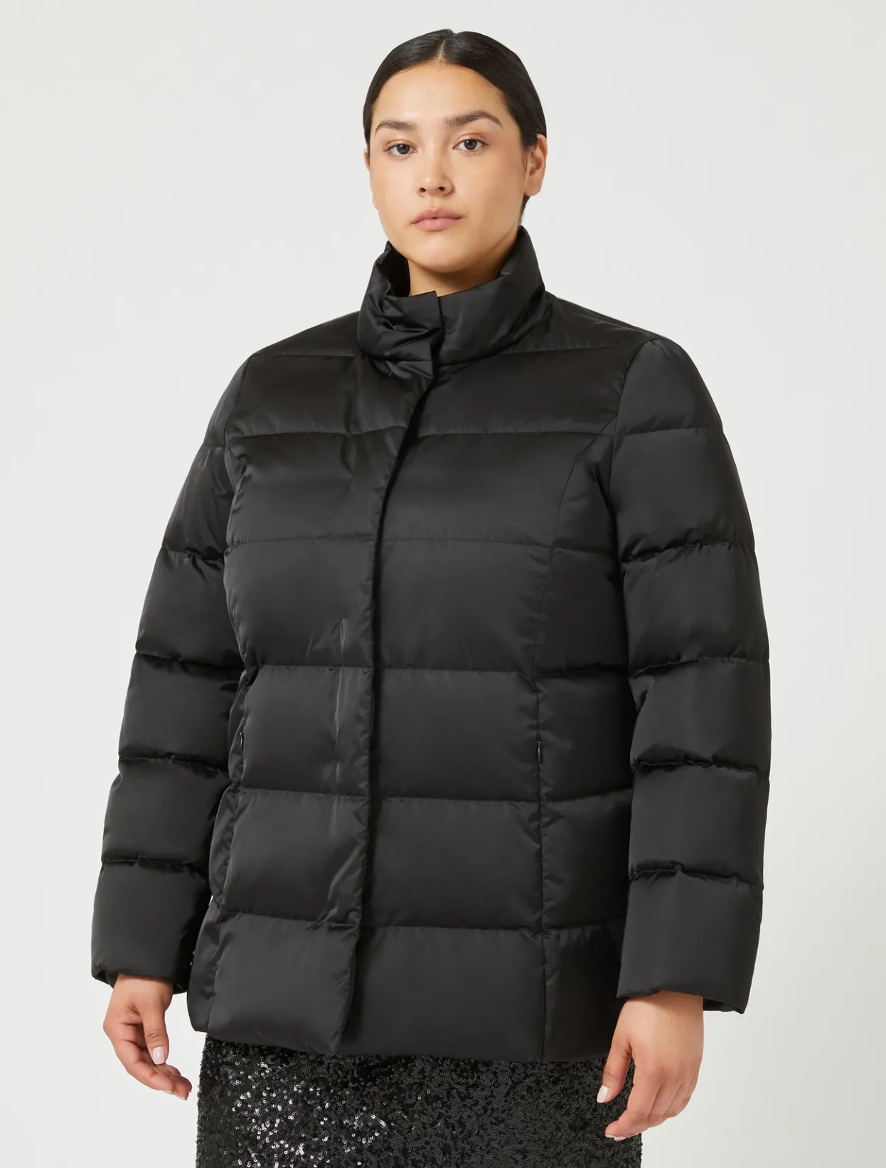 Down Jackets | Down Jackets | Marina Rinaldi Satin down jacket BLACK