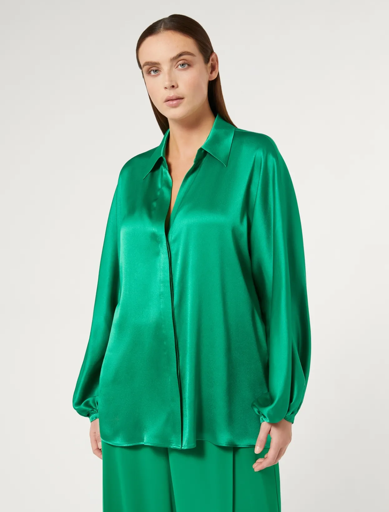 Blouses | Blouses & Shirts | Marina Rinaldi Satin shirt GREEN