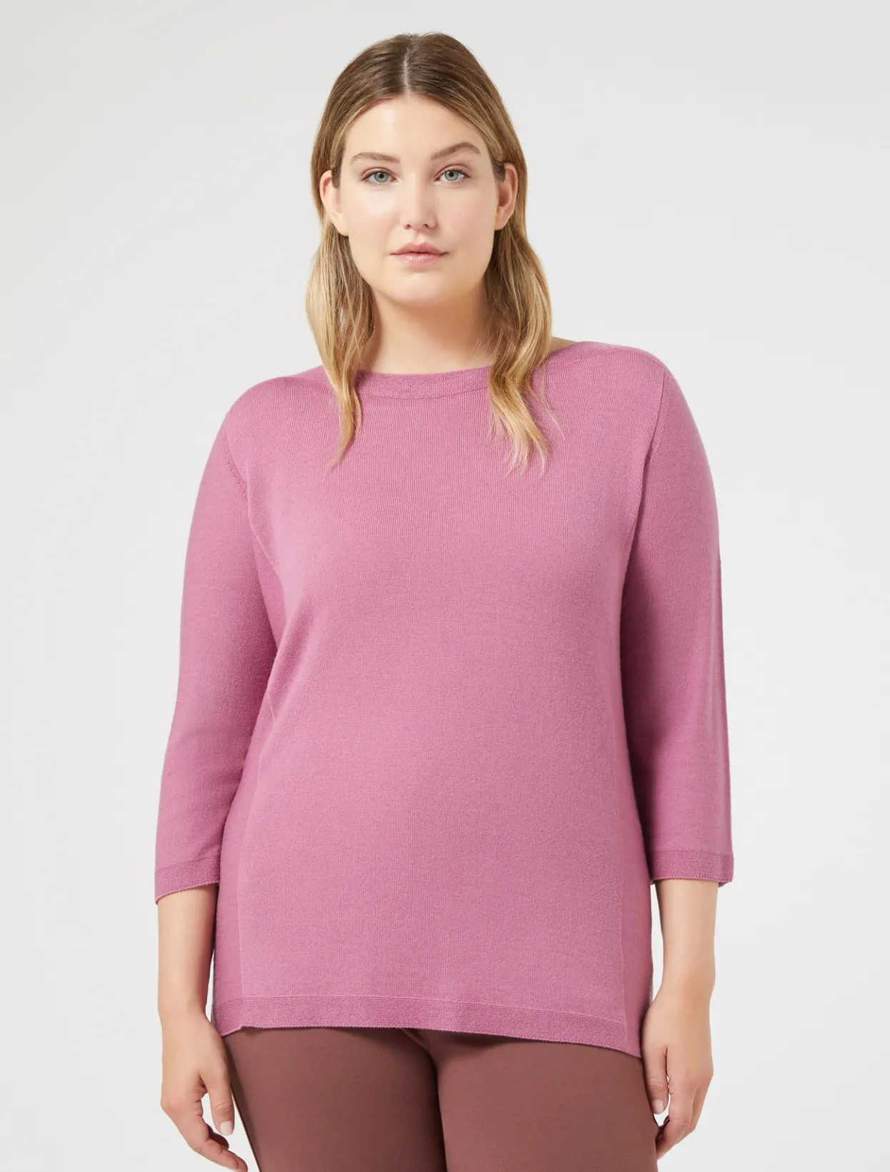 Knitwear | Knitwear | Marina Rinaldi Seamless wool sweater CYCLAMEN