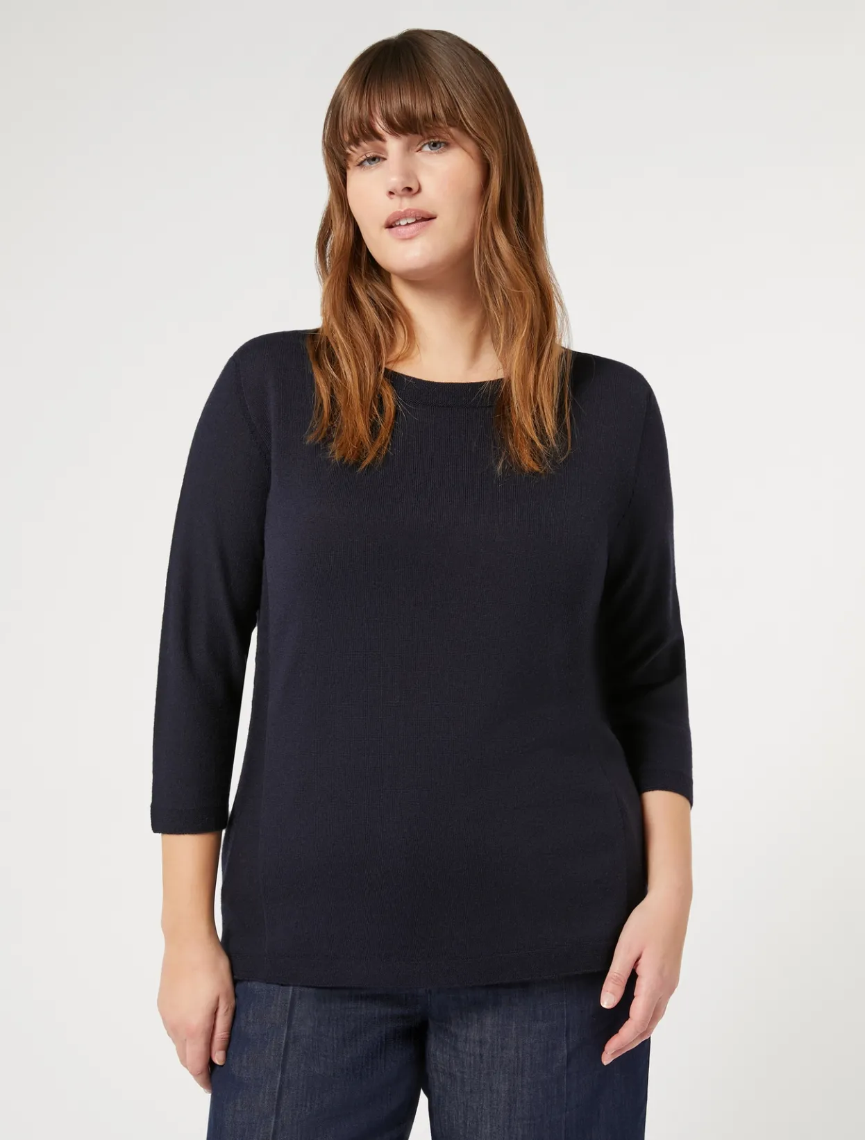 Knitwear | Knitwear | Marina Rinaldi Seamless wool sweater MIDNIGHTBLUE