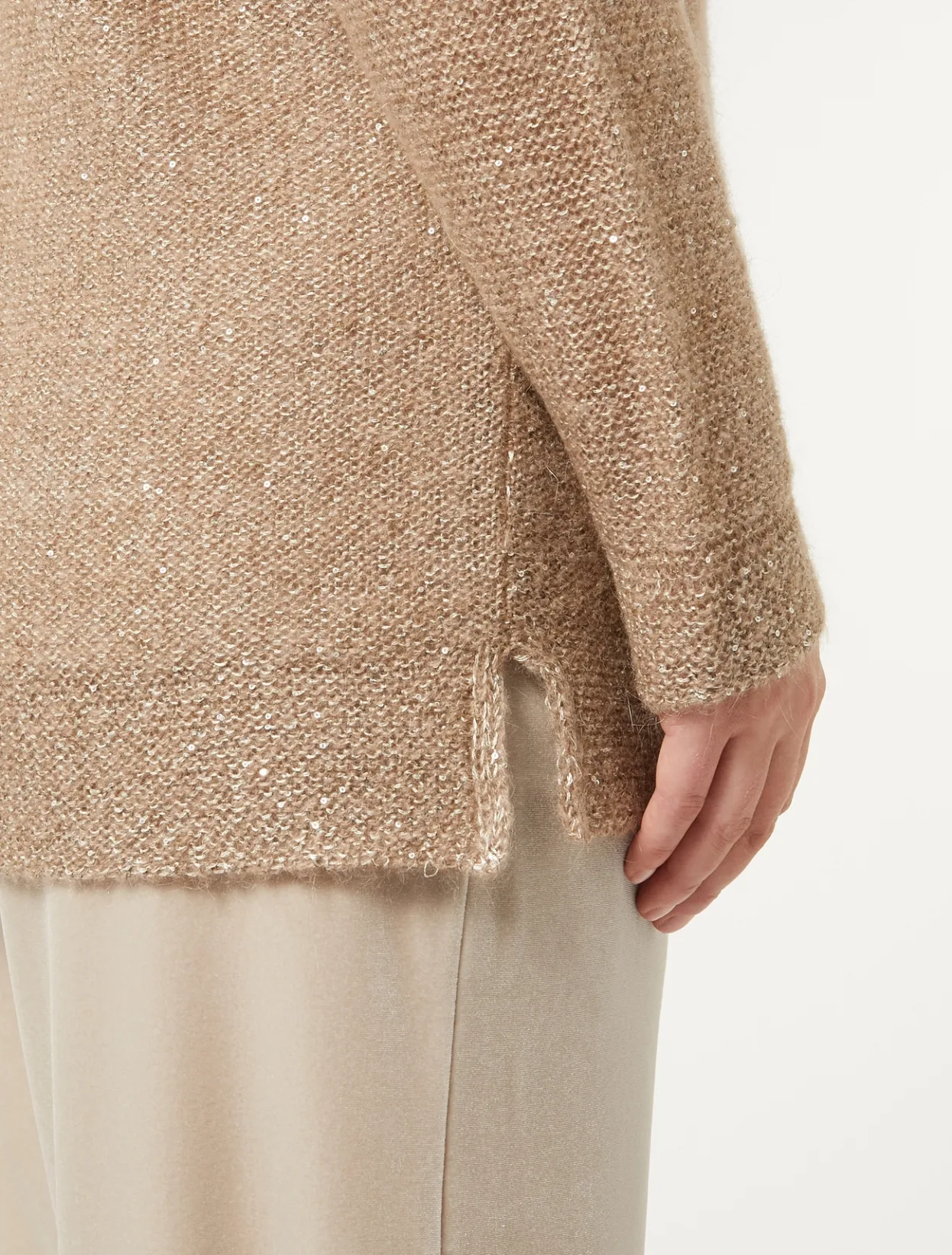 Knitwear | Knitwear | Marina Rinaldi Sequinned mohair jumper STONE