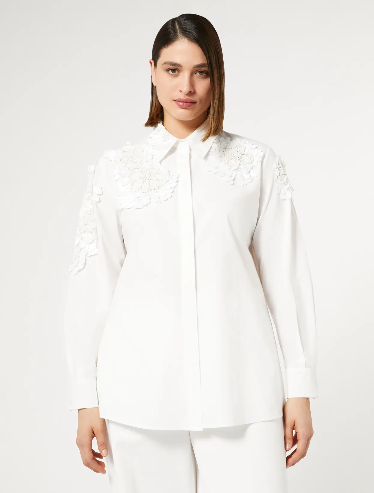 Blouses & Shirts | Blouses & Shirts | Marina Rinaldi Sequinned poplin shirt OPTICALWHITE