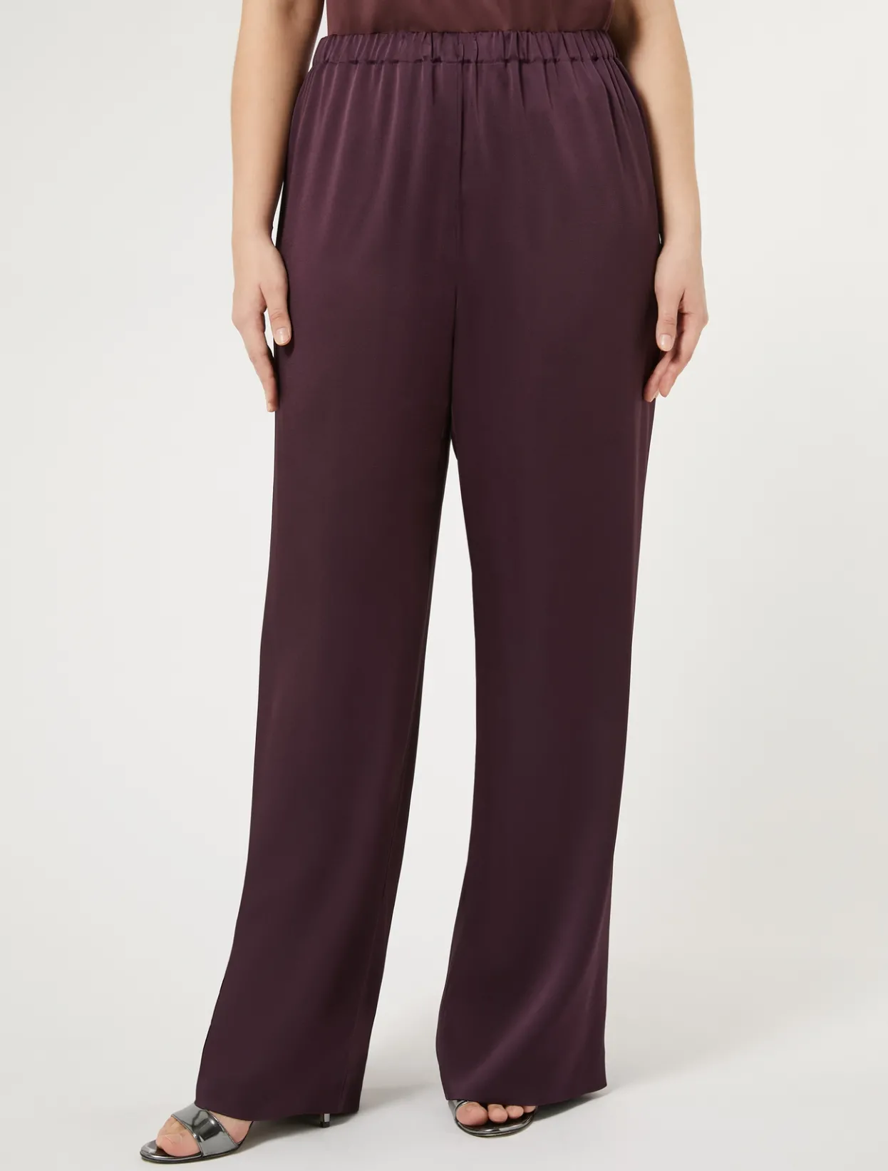 Trousers And Skirts | Trousers & Jeans | Marina Rinaldi Shiny envers satin trousers BORDEAUX